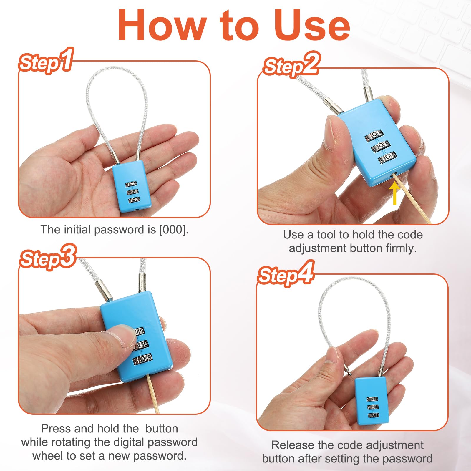 PATIKIL 3 Digit Cable Combination Lock - Image 4