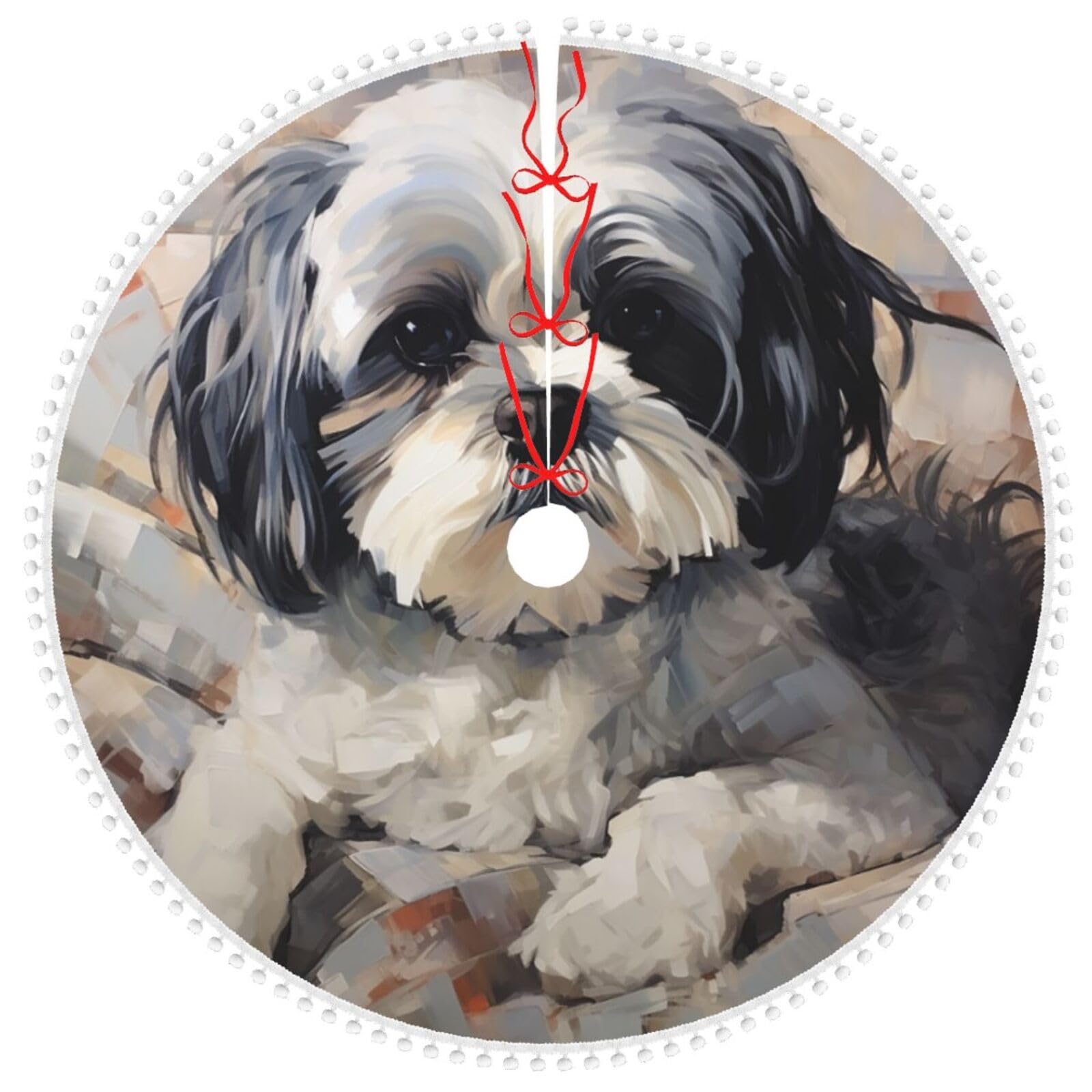 Tapis de sapin de Noël Shih Tzu de 122 cm pour décorer le salon