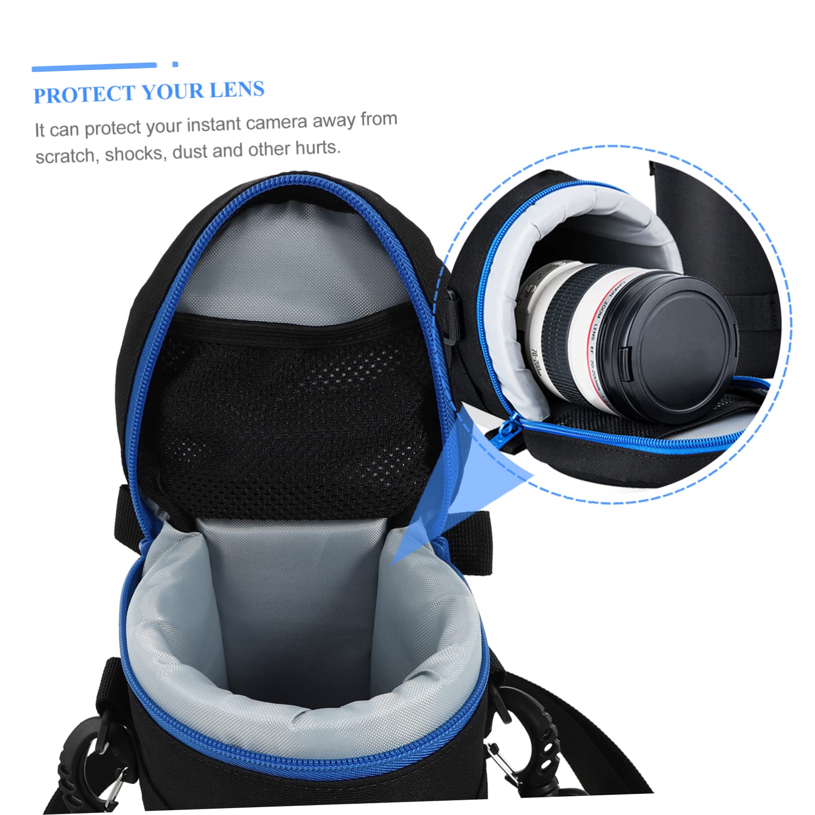 Homoyoyo Bolsa Protectora para Lentes de Cámara, Resistente a Golpes E, Compacta, de Poliéster, Cinturón Ajustable