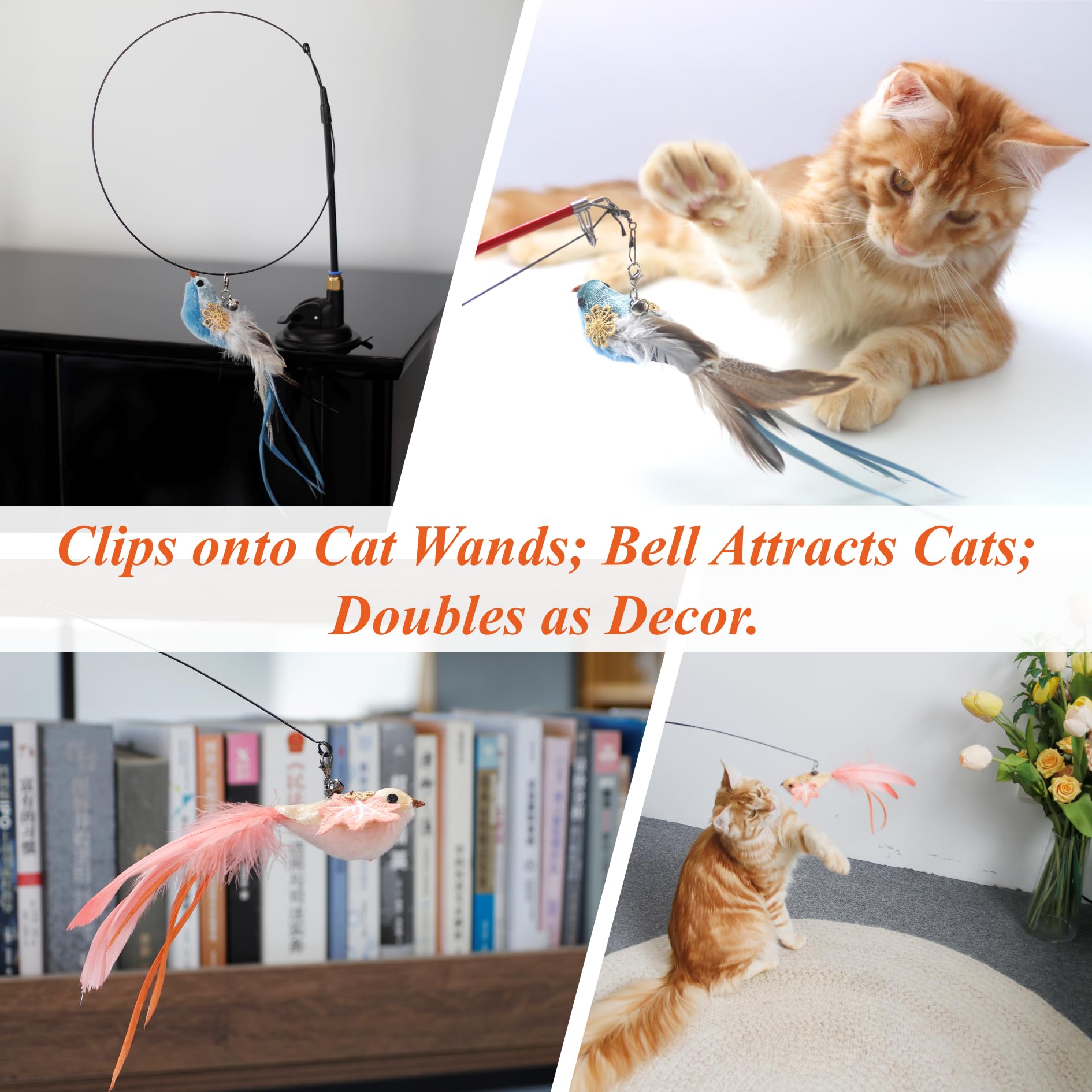 11-Piece Realistic Bird Cat Wand Replacement Toys-Handcrafted Feather Toys for Interactive Play, Ideal for Cat Wands & Home Décor 4