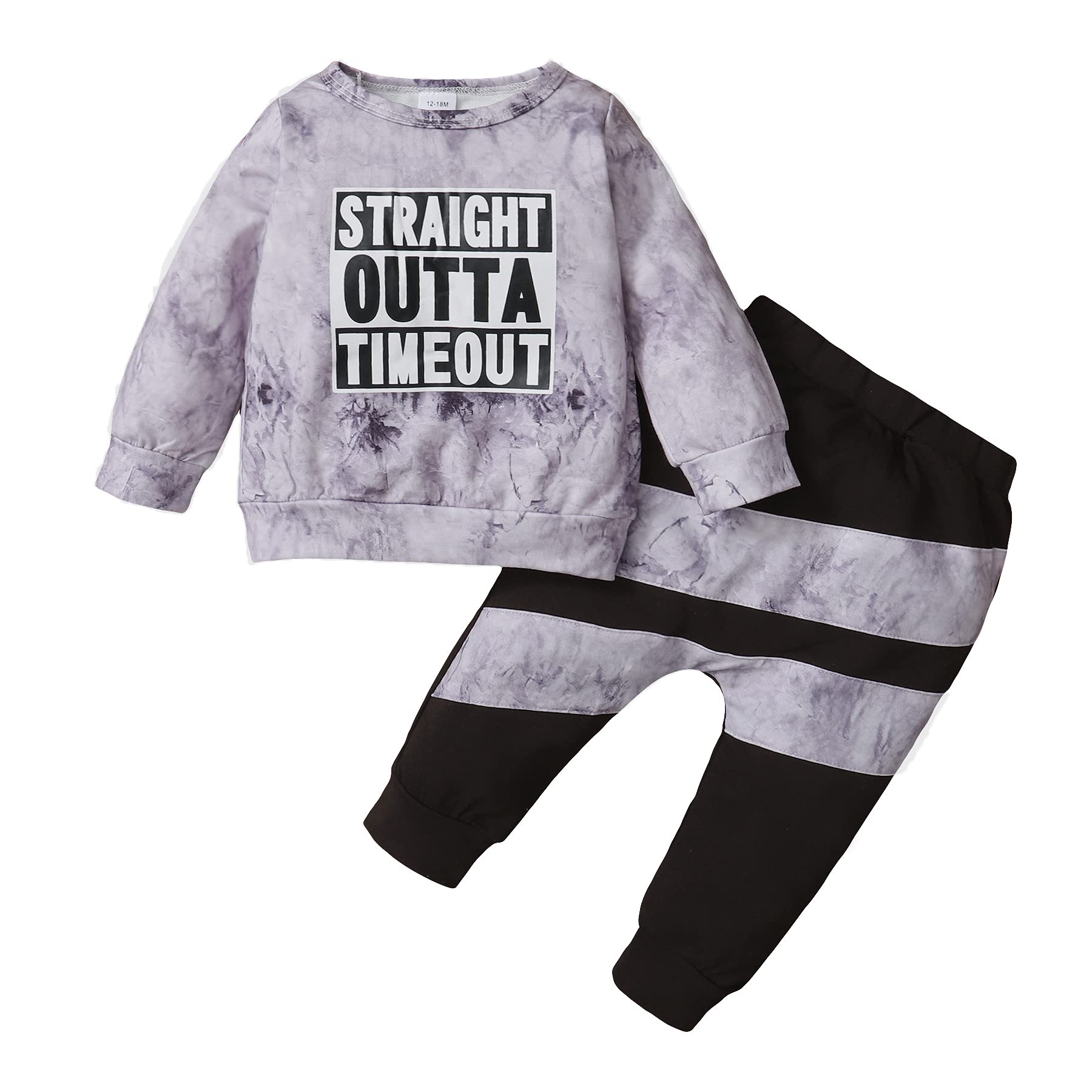 DEFAHN Toddler Baby Boy Fall Winter Outfit Sweatshirt Top Long Sleeve Pants 2-Pack Boy Clothes Set