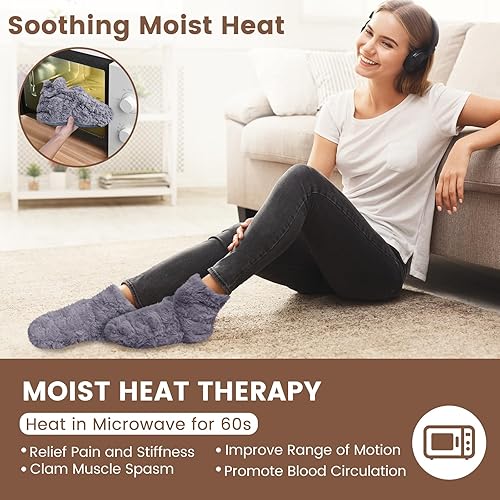 Miniatura 4 de REVIX Botines y calentadores de pies para microondas para mujeres y hombres. Calentador de pies calentado por microondas con terapia de calor húmedo
