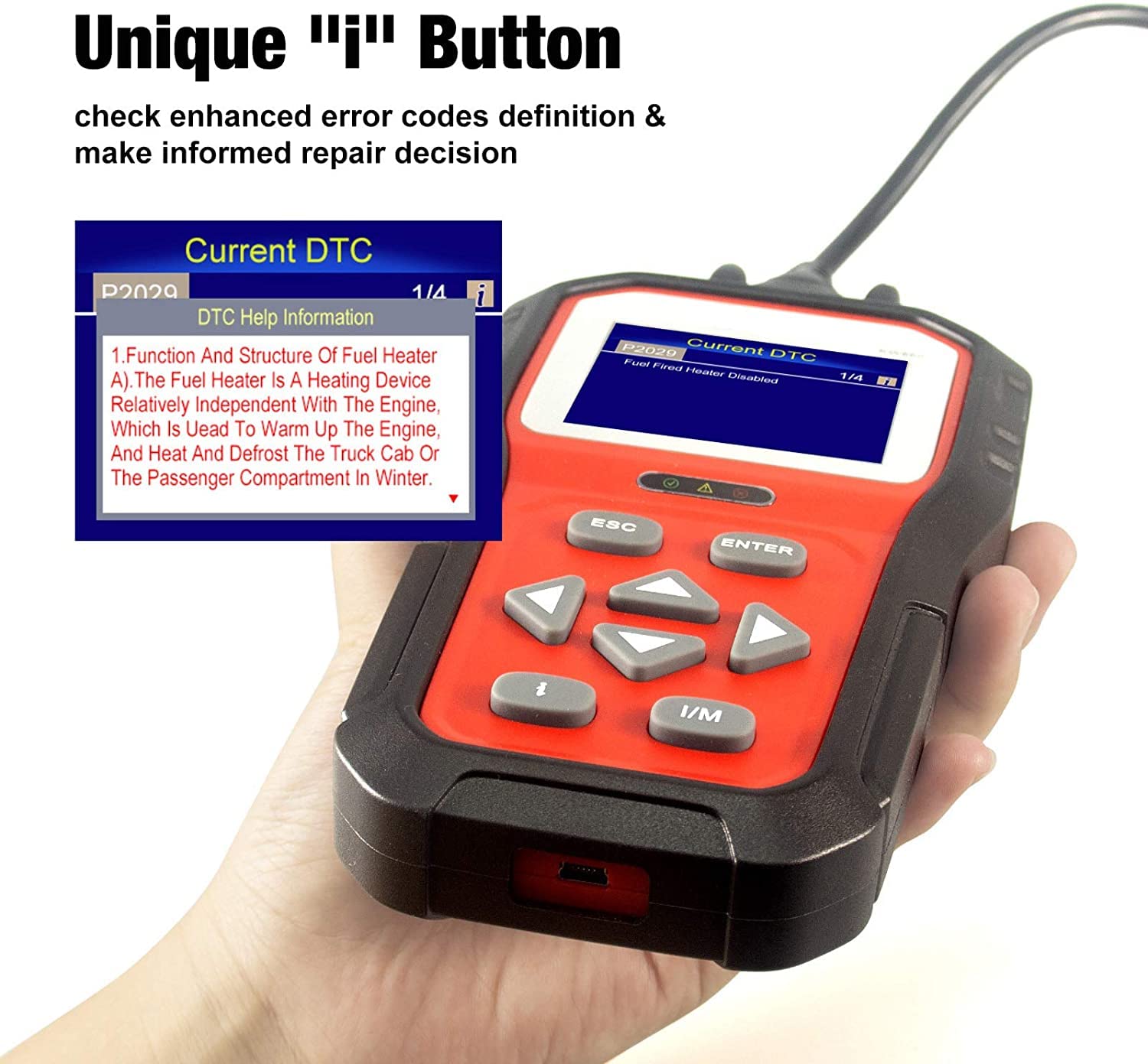 KW860 Instrument de Diagnostic de défaut de Voiture avec Fonction d'indication de Bouton Écran Couleur de 2,8 Pouces OBDII Outil DE Scanner DE Diagnostic DE Moteur DE Voiture OBDII