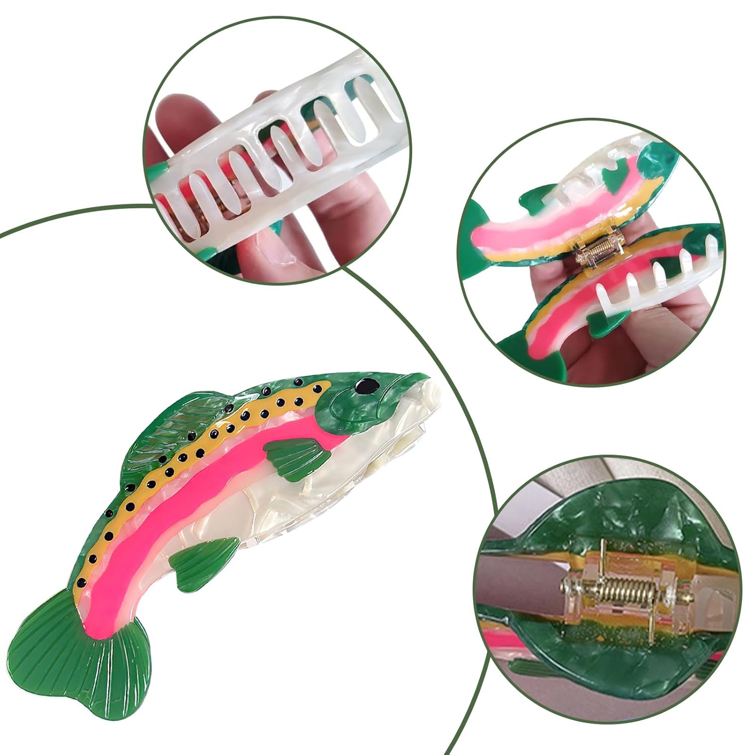 Novelty Salmon Fish Hair Clip, Acetate Hair Clips, Girl Women Small Claw Hairpin, Non Slip Unique Cute Barrettes for Thick and Thin Hair - Image 3