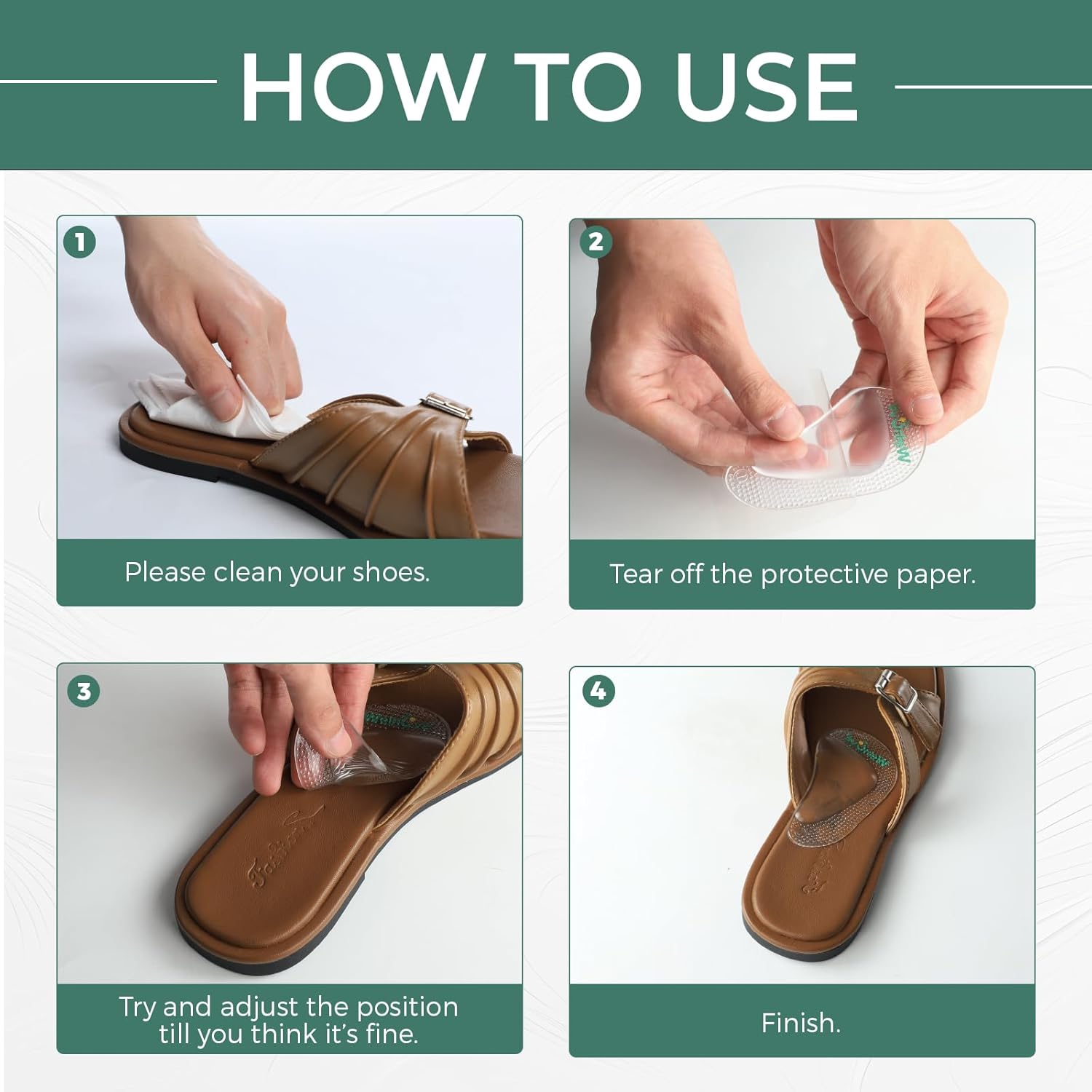 Arch Support Inserts Flat Feet - Welnove 8-Pair Gel Arch Support Insoles for Plantar Fasciitis, Foot Pain Fatigue Relief - Soft Heel Pads Adhesive Fit Most Shoes, Men Women, 0.47 Height