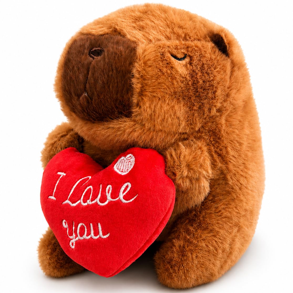 BestaFiesta Plush Capybara Soft Toy With I Love You Heart Super Soft Cuddly Christmas Birthday Gift for Girlfriend Wife Daughter