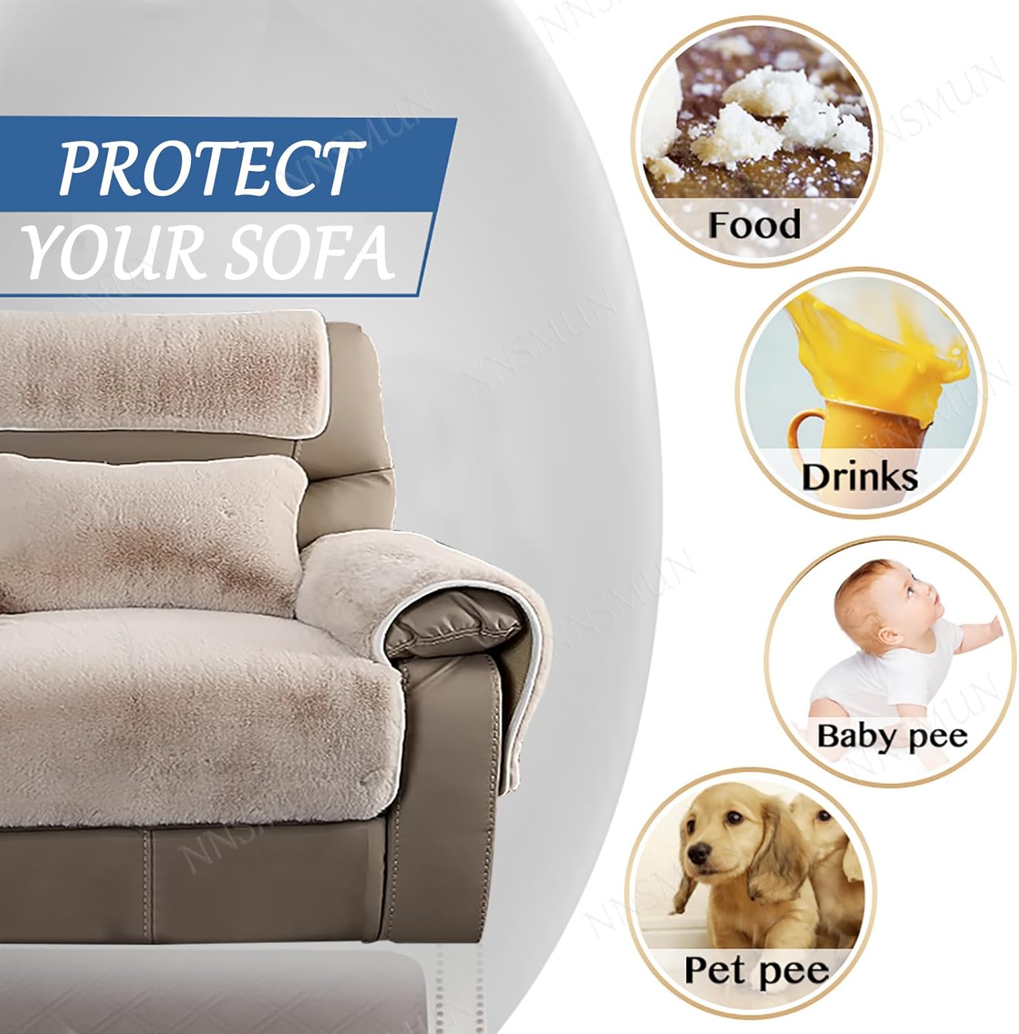 Armchair Covers for Arms Headrest Cover for Armchair Thick Warm Slipcover (Brown,2 Seater 6Pcs)