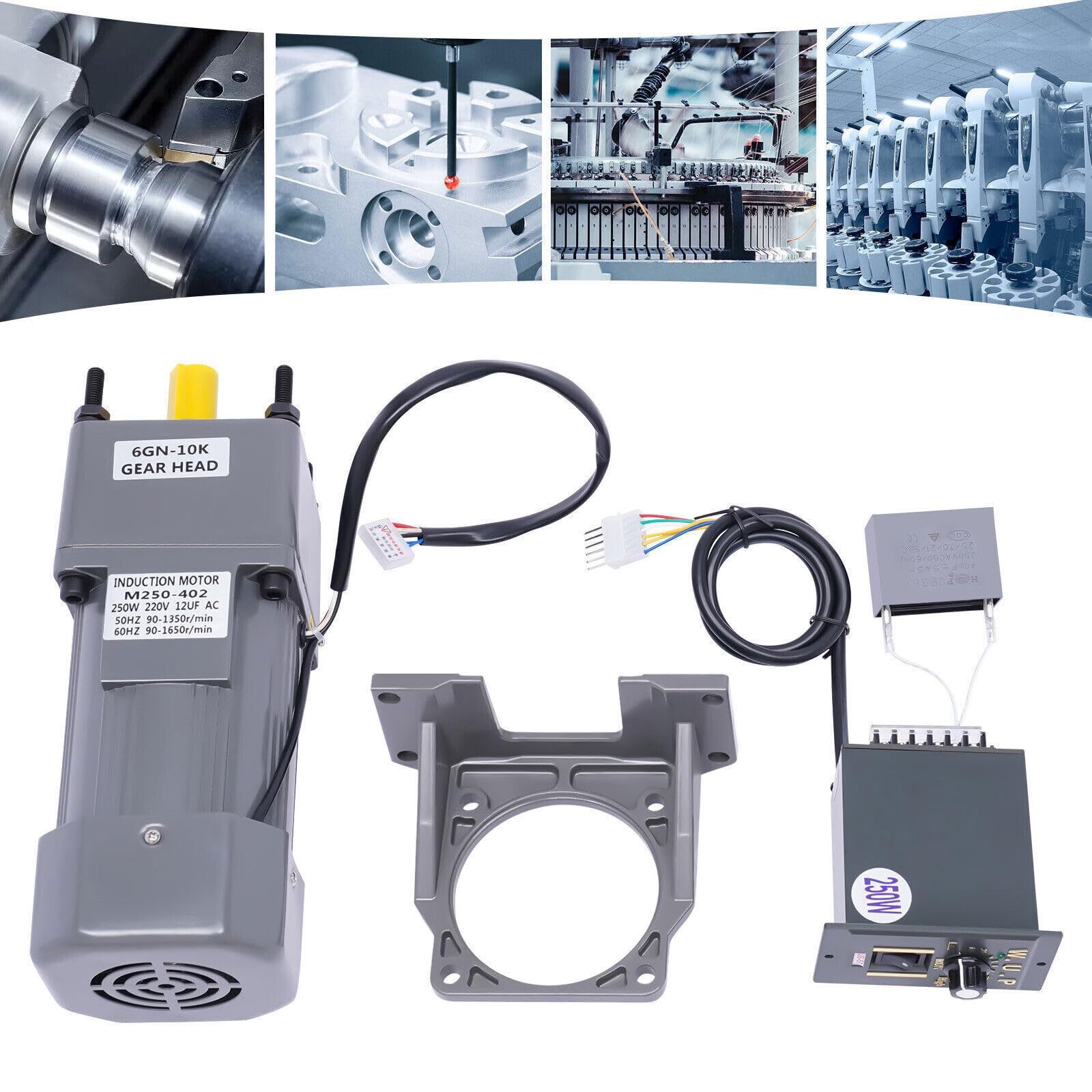 Elektromotor Einstellbarer Geschwindigkeit 220V 250W AC Gear Motor Elektromotor Getriebemotor mit Drehzahlregler 0-270 RPM