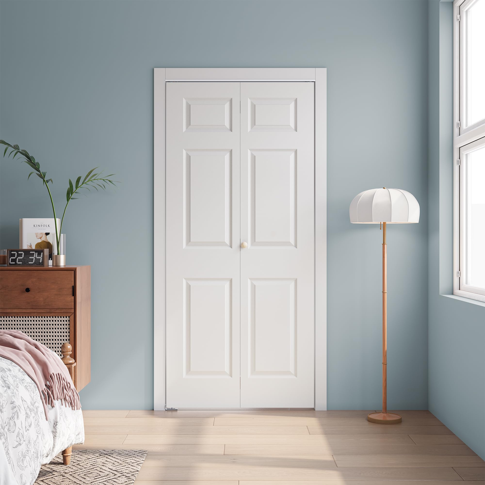 32 x 80 in white primed manufacture wood 3-panel bi-fold door with hardware kit(no hardware)