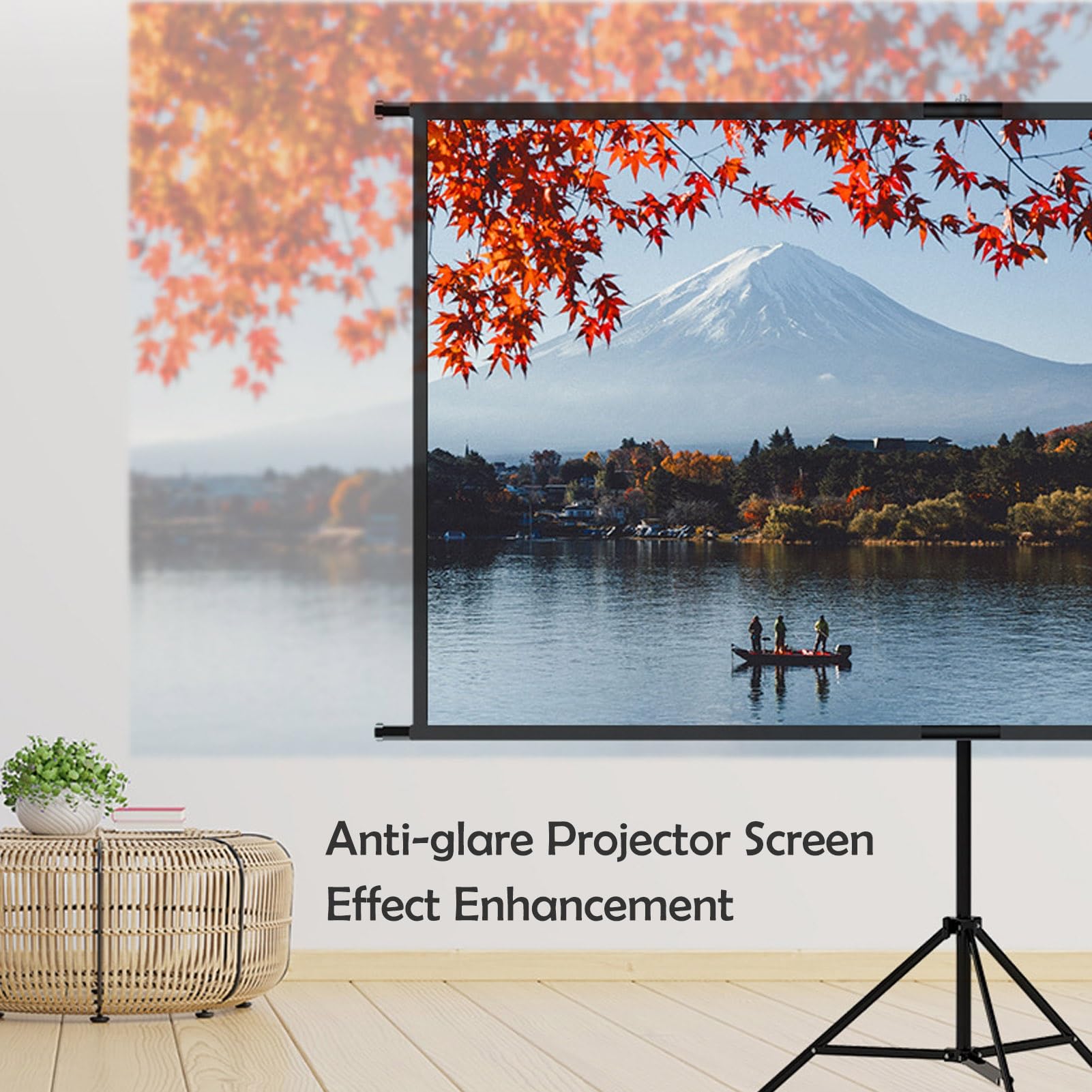 Schermo Proiettore per Esterni 60-120 Pollic con Treppiede, Telo Proiettore Portatile 16:9 4K Full HD, Telo per Proiettore da Muro Regolabile in Altezza con Guadagno 2.5(120inch)