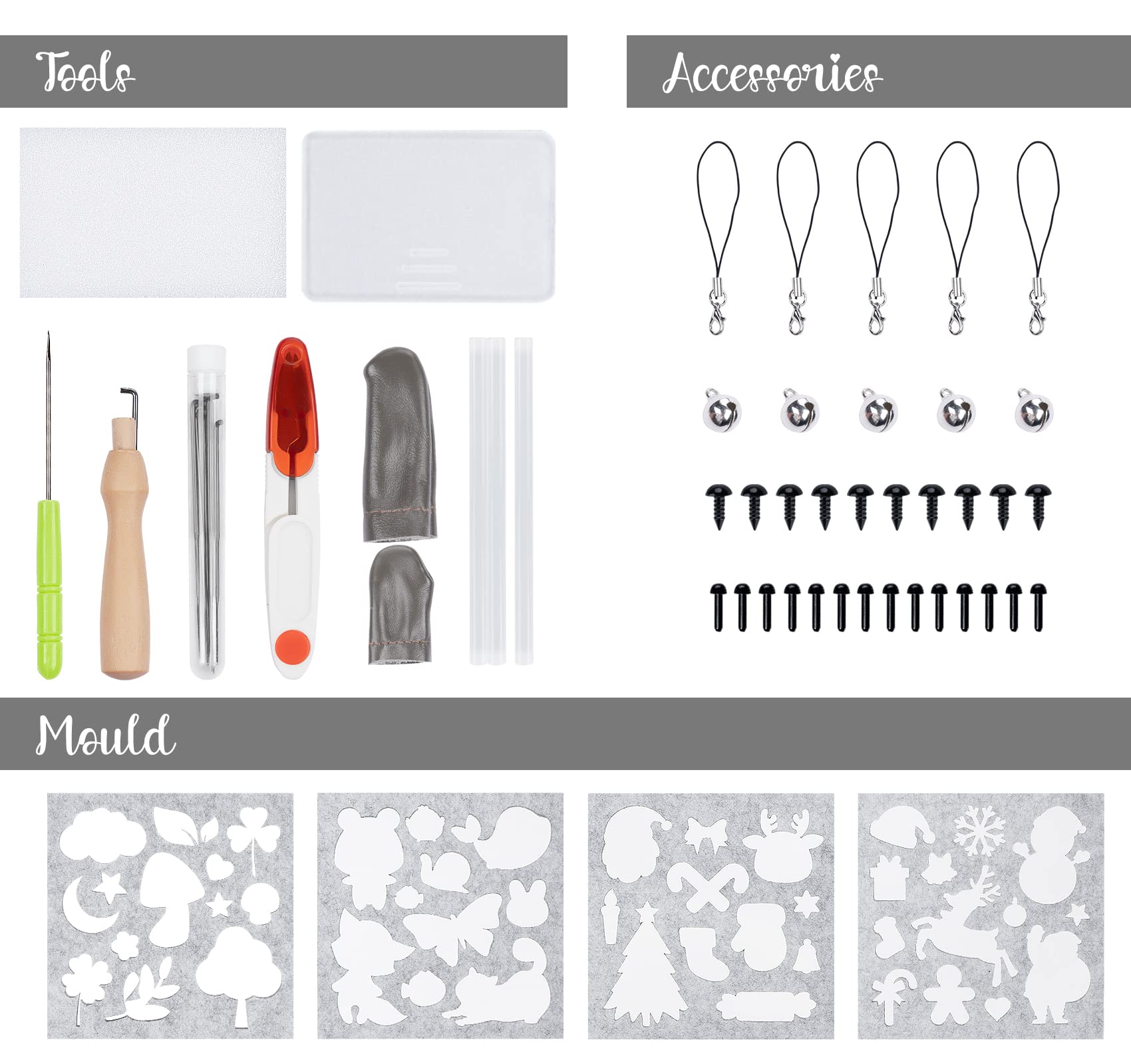 Anstore Lana de fieltro,kit de inicio de fieltro de aguja,32 colores de 5g Fieltro de Lana,kit de lana y herramientas de fieltro de aguja para girar a mano,proyectos de manualidades para principiantes