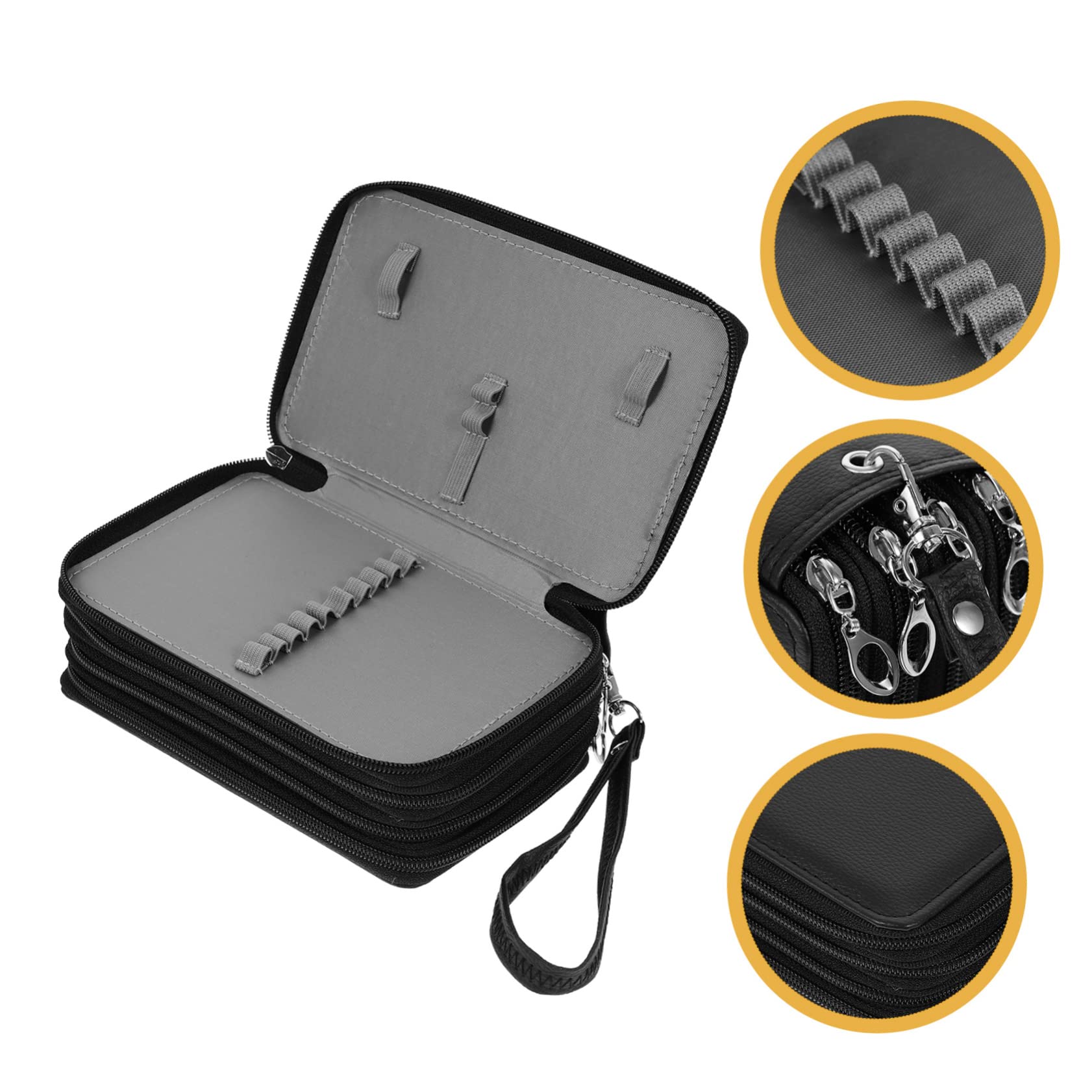 Operitacx Astuccio Pu Strati Con Cerniera Organizer Portatile Per Cancelleria Borsa Per Matite Nera Per Scuola e Ufficio