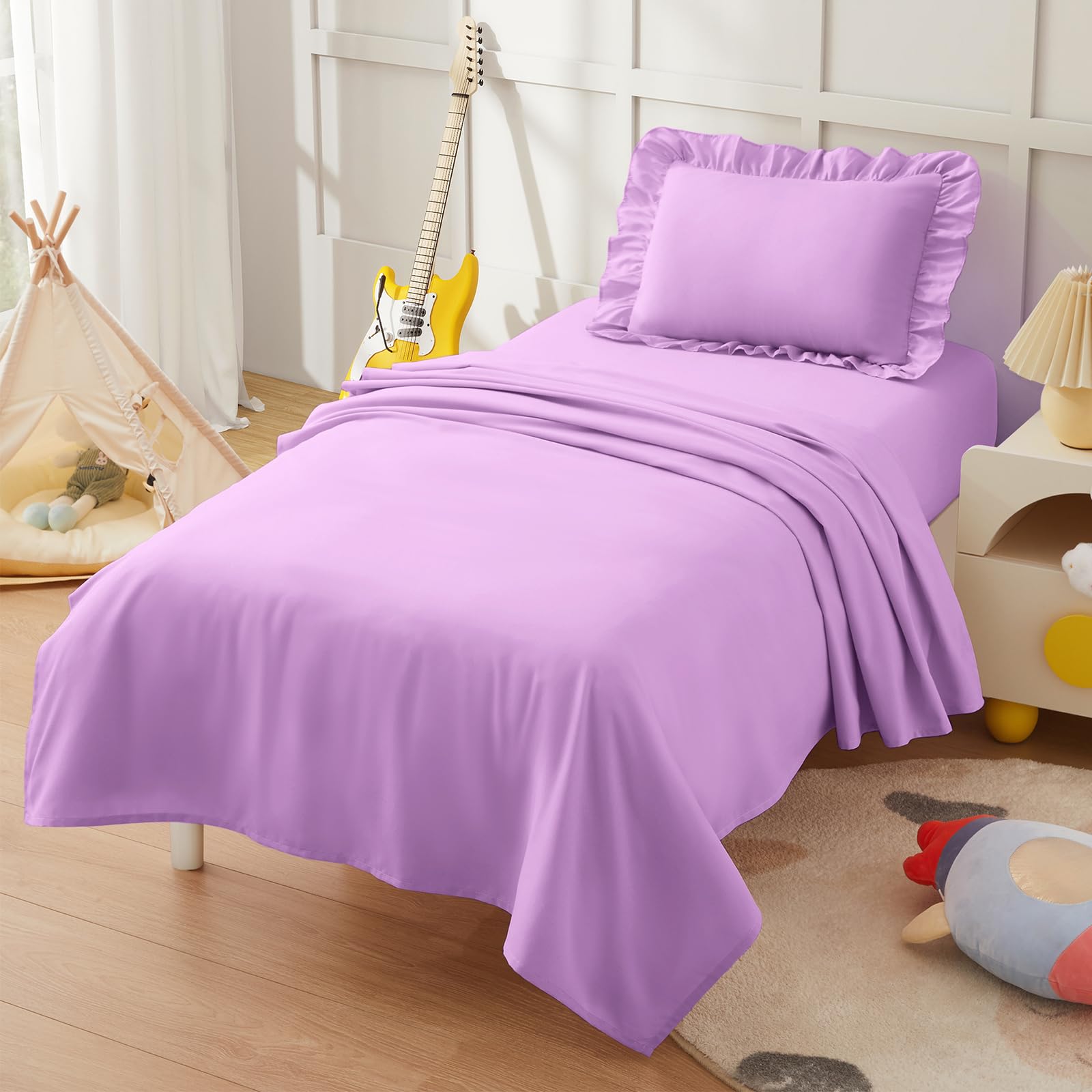KKJIAF 3 Piece Light Purple Toddler Sheet Set
