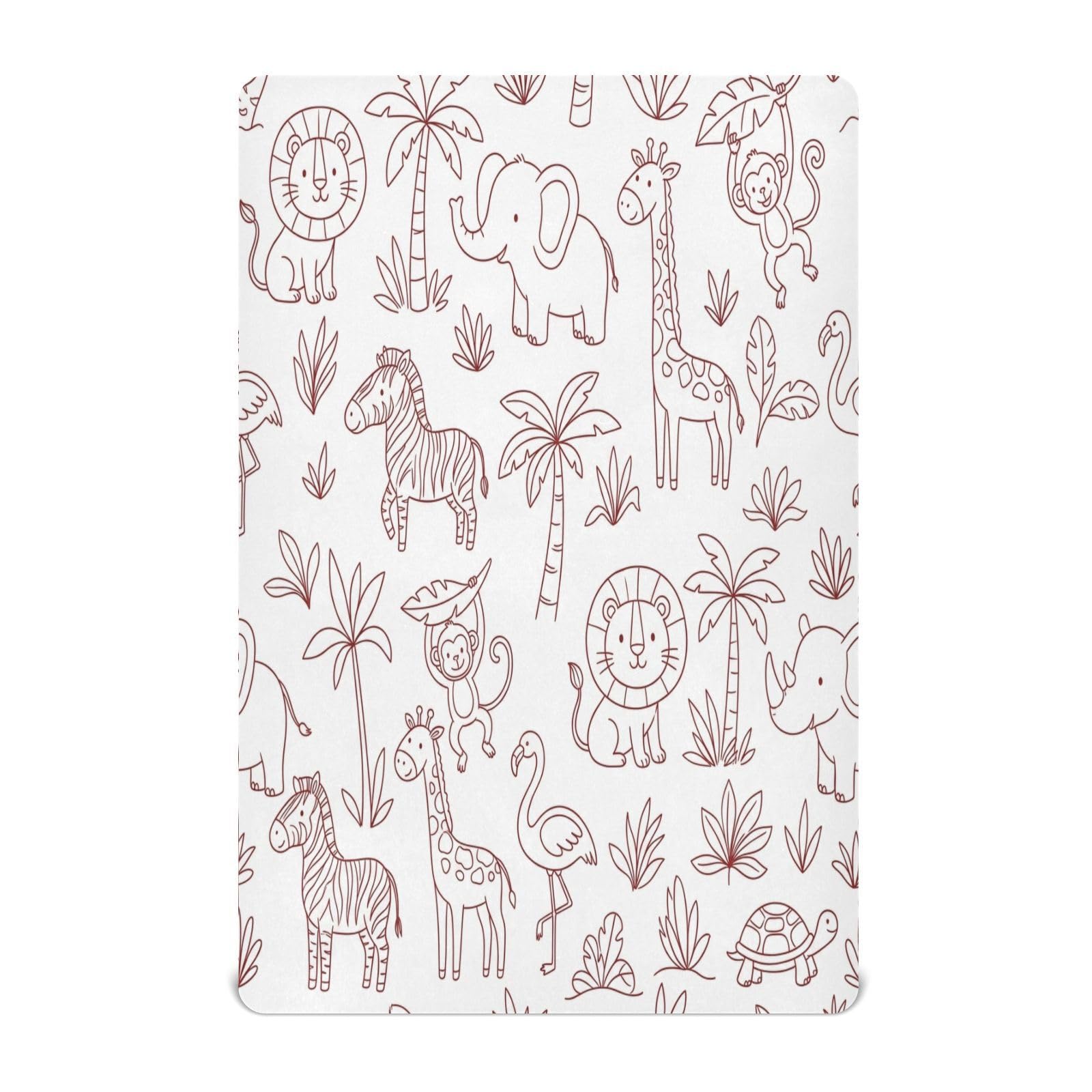 Ttgoth Safari Animal Fitted Cot Bed Sheet 140x70cm Jersey Knit Baby Sheet Soft Breathable Stretchy for Standard Cot Bed Mattress, Unisex Boys Girls