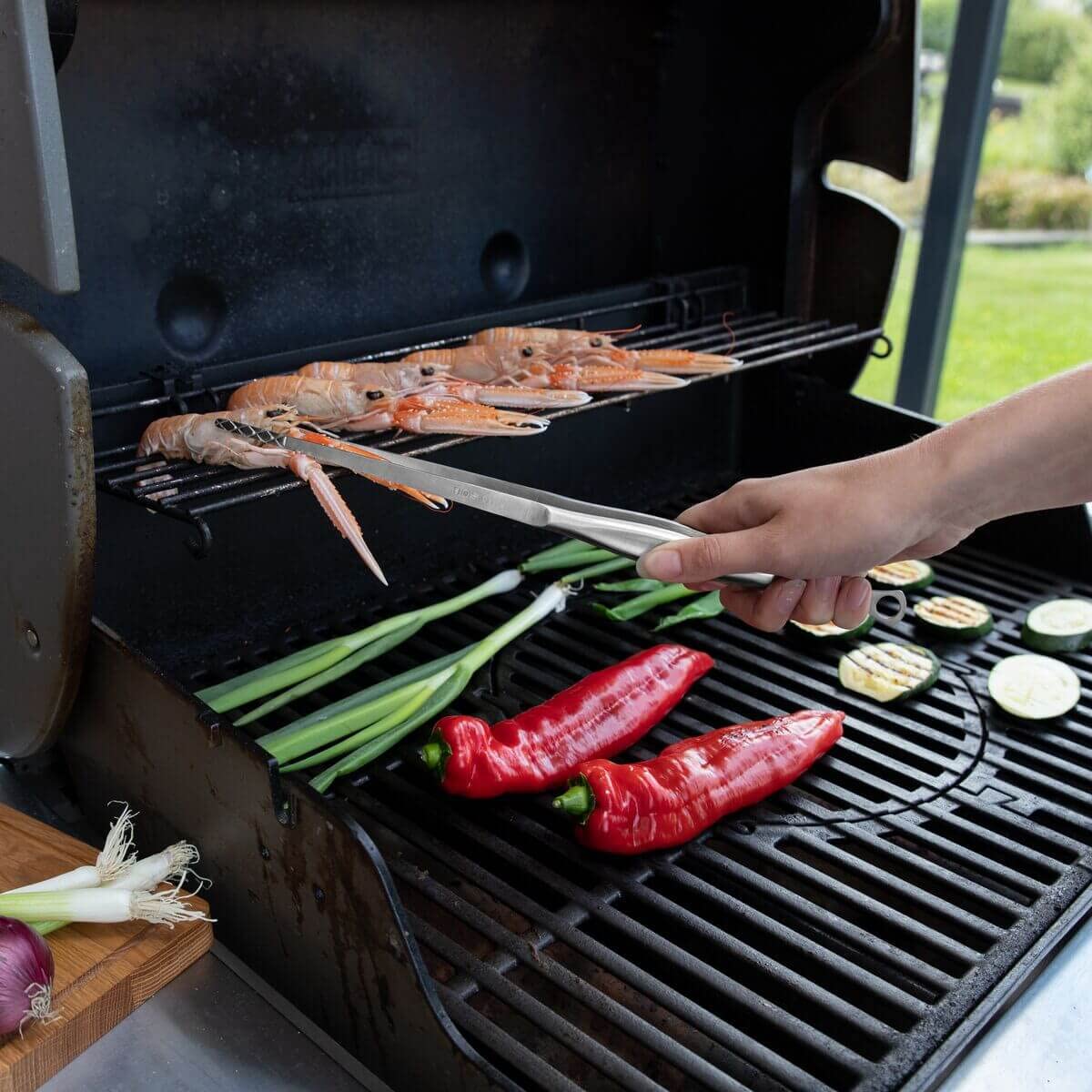 Boska Essential BBQ Tools Monaco+, 3 accessori per barbecue, 100% acciaio inox, set regalo, per barbecue e cucina/struttura rombo/extra grip/lavabile in lavastoviglie