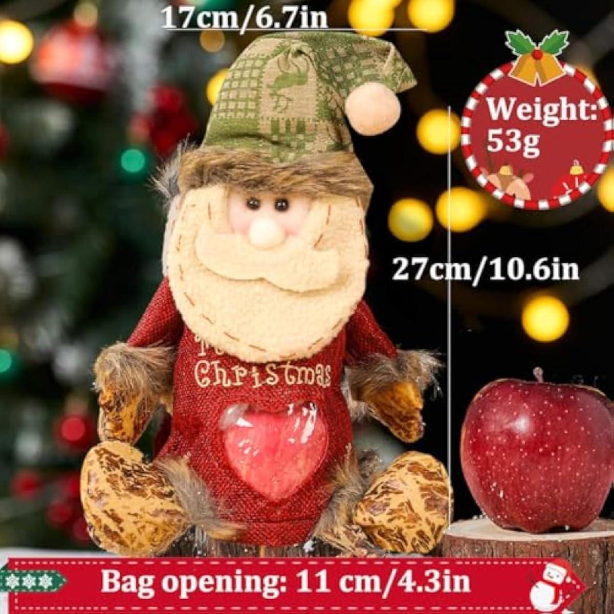 Christmas Gift Bags Zipper Design,Christmas Bags for Gifts,Reusable ChristmasZipper Gift Bags,Large Fabric Gifts Bags,Santa Snowman Style for Presents Candy Fruit (Elk & Snowman & Santa Claus)