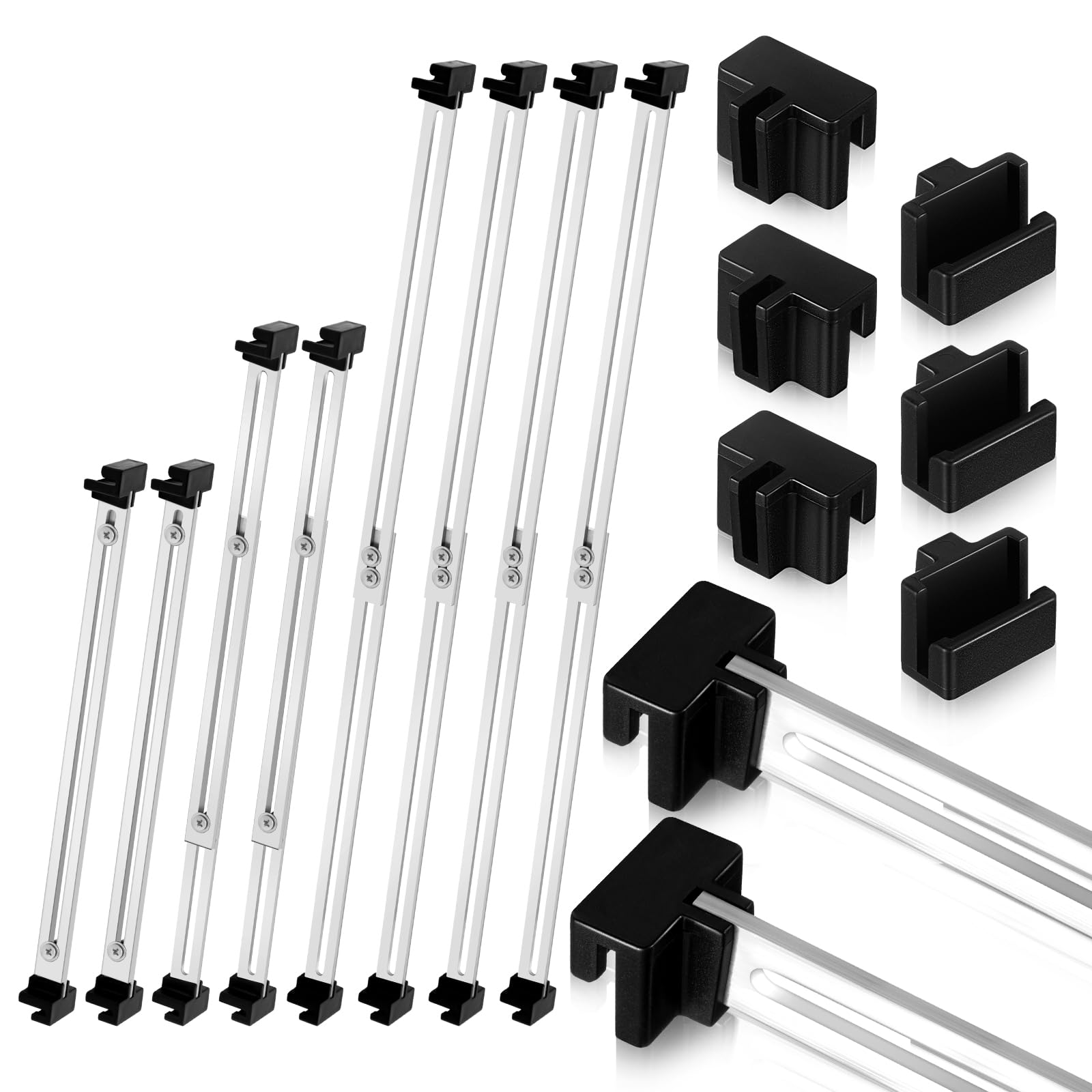 Humyoun 24 Pcs Metal Adjustable File Cabinet Rails Set Include 16 Hanging File Rail Clips 8 Cabinet Dividers Bars Suitable for Cabinets with Drawer