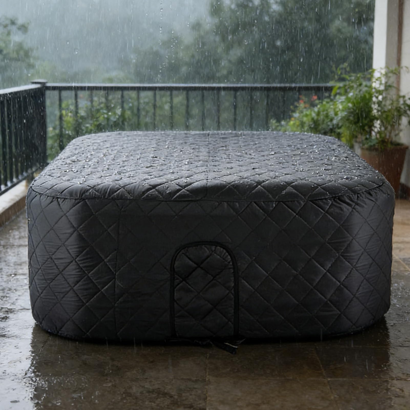 Copertura Vasca Idromassaggio Gonfiabile Coperchio Termico Isolato | Rivestimento Protettivo Pieghevole per Vasca Idromassaggio Gonfiabile da 145 cm per Inverno all'Aperto
