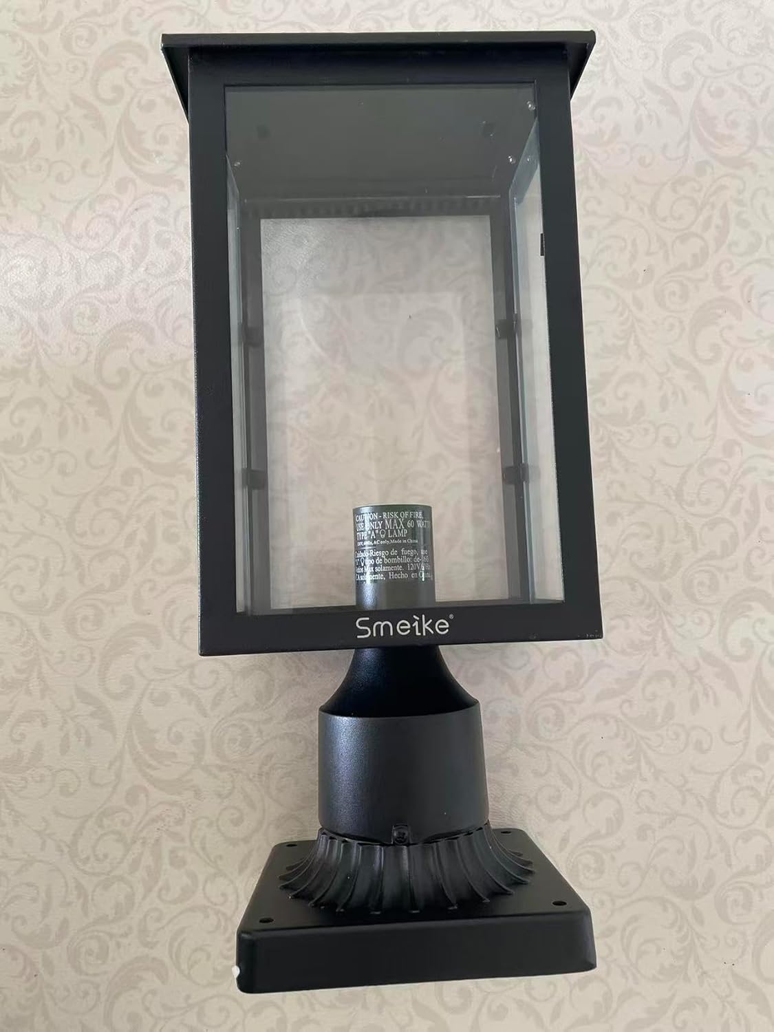 Outdoor Post Light Fixtures, Exterior Post Lantern Pillar Light, led Outdoor Post Light Pole Lantern Lighting Fixture with Pier Mount Base, Matte Black Finish Lamp for Patio Garden