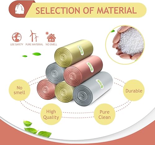 Miniatura 6 de Teivio, bolsas de basura fuertes de 1.2 galones, 330 unidades, bolsas de basura de baño, bolsas de plástico pequeñas para la oficina en casa, cocina