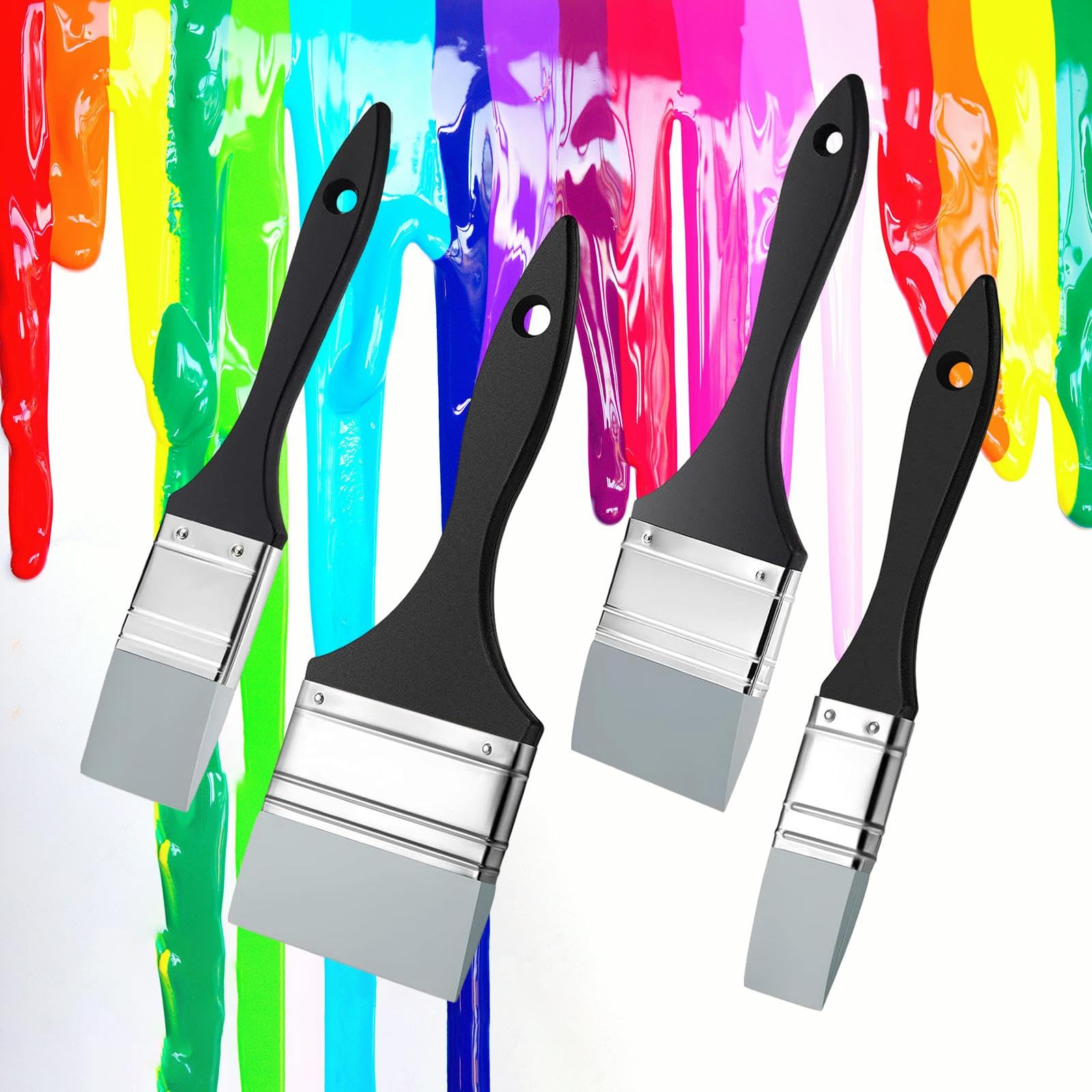 3 Piezas Pinceles para Pintura Acrílica Pincel de Silicona Herramienta de Moldeado para Pintar Reutilizable para Técnicas de Acuarela Aceite y, 1.5 Pulgadas 2 Pulgadas 2.5 Pulgadas 3 Pulgadas