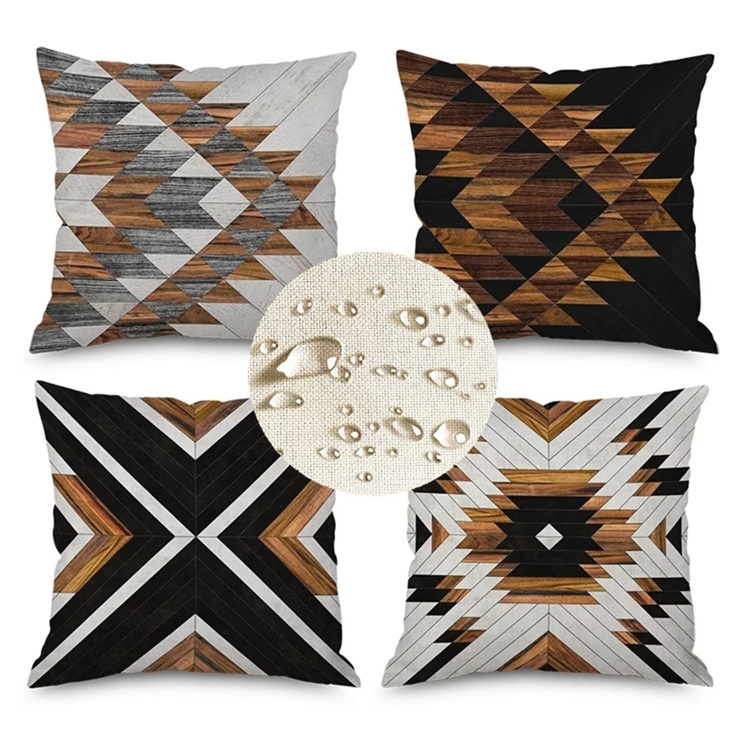Fodere cuscini Impermeabili 70x70cm Set di 4 federe per cuscini Geometrico nordico Stampa a doppia faccia cuscini divano Decorativa copricuscini divano in Lino per Divano Outdoor Home Office Decor C98