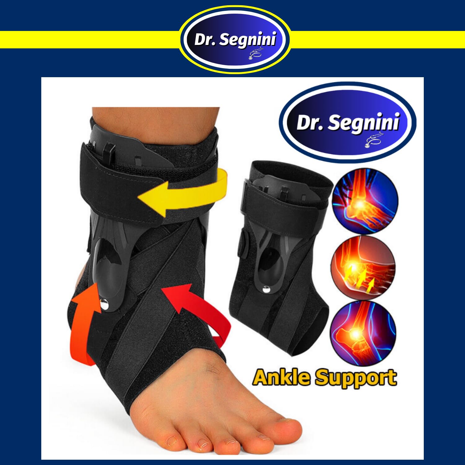 ANKLE BRACE COMPRESSION SUPPORT STABILIZER WRAP LACE UP PAIN RELIEF FOOTJVG-098 (M)