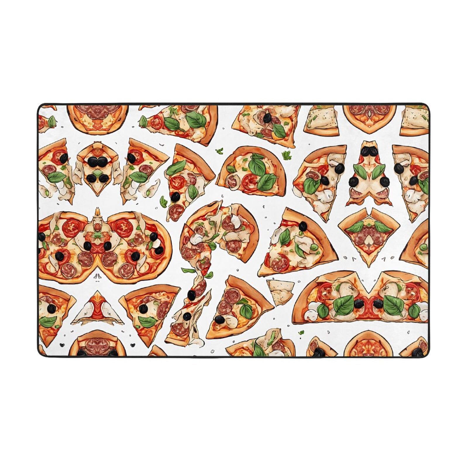 Tapis de sol pour cuisine et chambre motif pizza 152x99 cm style ferme moderne