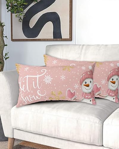 Miniatura 9 de Funda de almohada corporal de muñeco de nieve, fundas de almohada suaves y decorativas de lujo para sofá largo lumbar con cierre de sobre, Feliz