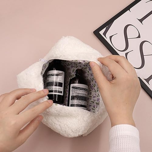 Miniatura 5 de Bolsa de maquillaje, bolsa de maquillaje esponjosa, bolsa de almacenamiento portátil con cremallera, mini bolsa de maquillaje pequeña de moda, bolsa