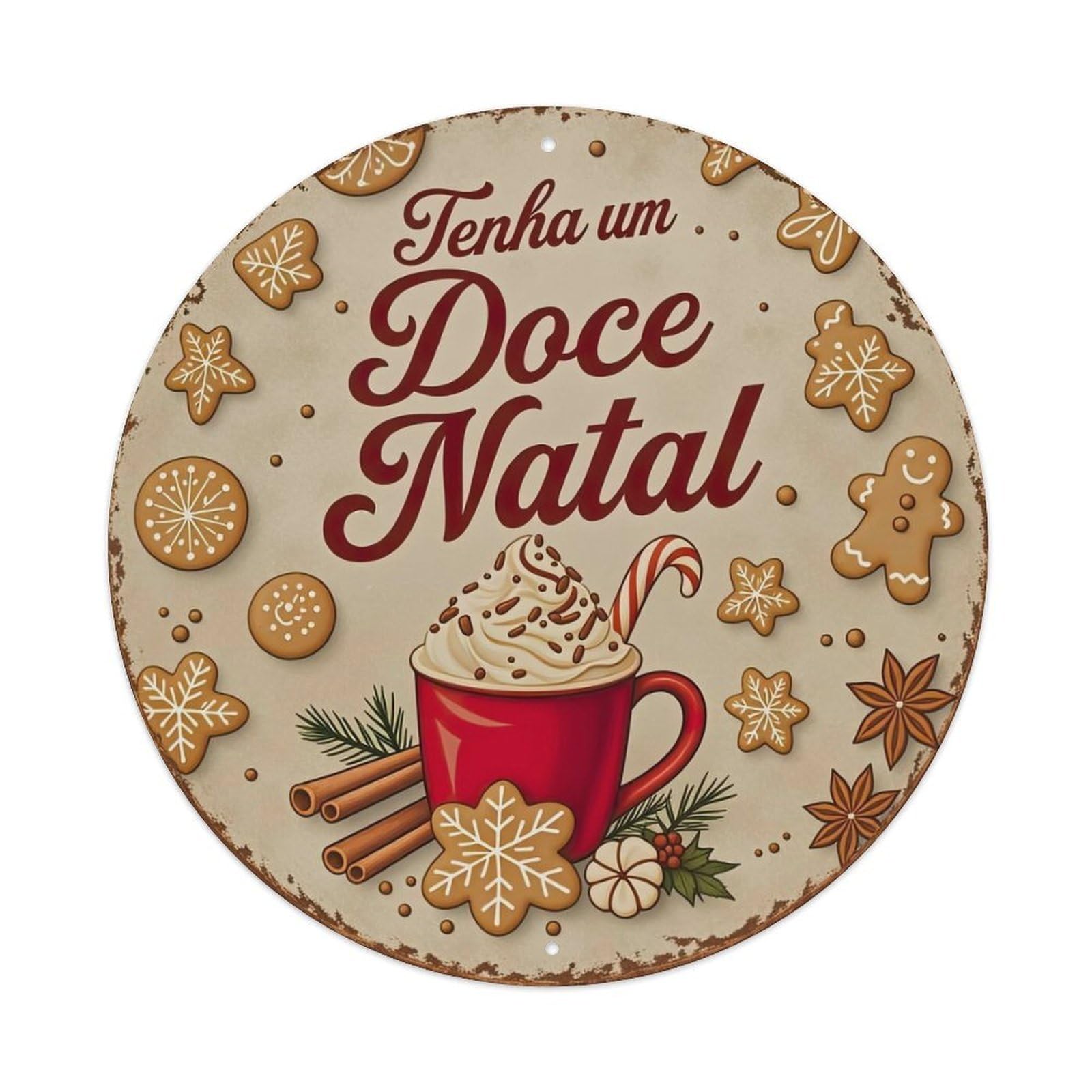 Christmas Cookie Cup Snowflake Star Metal Tin Sign