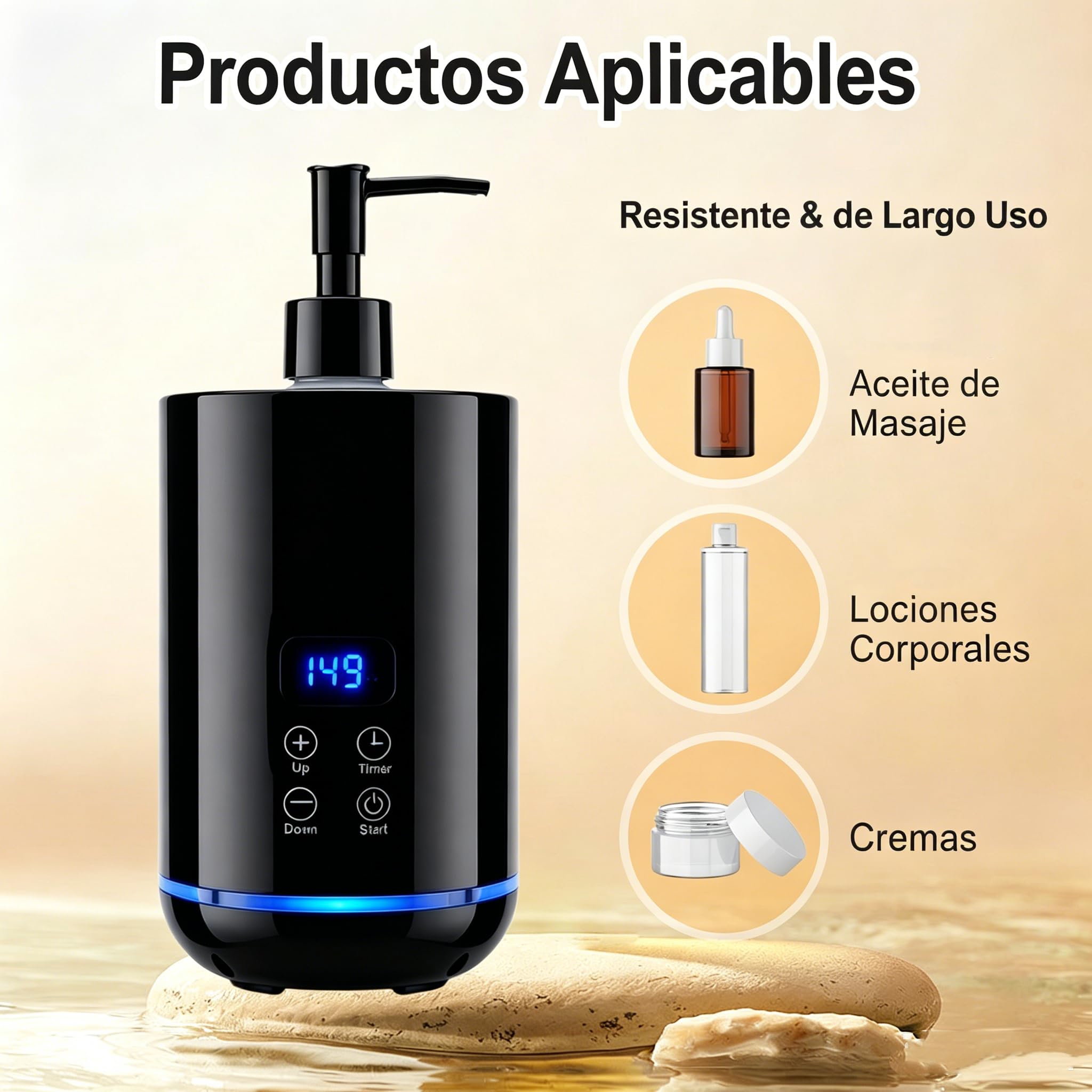 Profesional Calentador Aceit Masaj,Calentador de Aceite de Masaje con dos dispensadores para botellas, ideal para salones y uso doméstico (Negro)