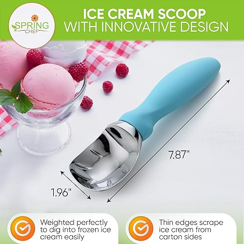 Miniatura 2 de Spring Chef - Cuchara para helado con mango suave, profesional, fuerte y resistente, utensilio de cocina de primera calidad para masa de galletas,