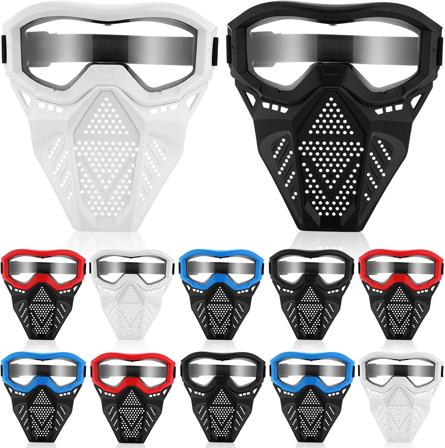 Foilswirl 12 Pack Tactical Mask with Safety Goggles to Protect Eyes, Full Mask Eye Protection Shooting Game Party Supplies