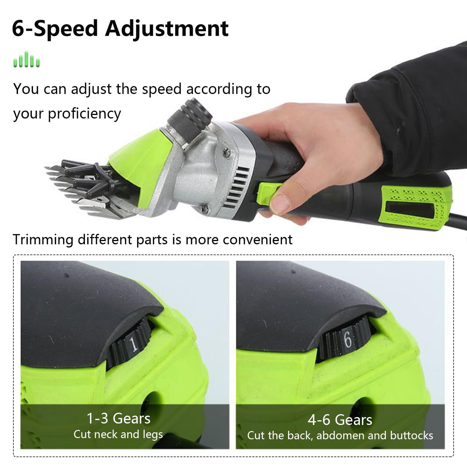 Forbici per Pecore 850W, Tosatrice per Animali a 6 velocità con Custodia per Toelettatura, Kit per Toelettatura per Bestiame da Fattoria per Capre Pecore Bovini Peli Spessi Cani Cavalli Animali