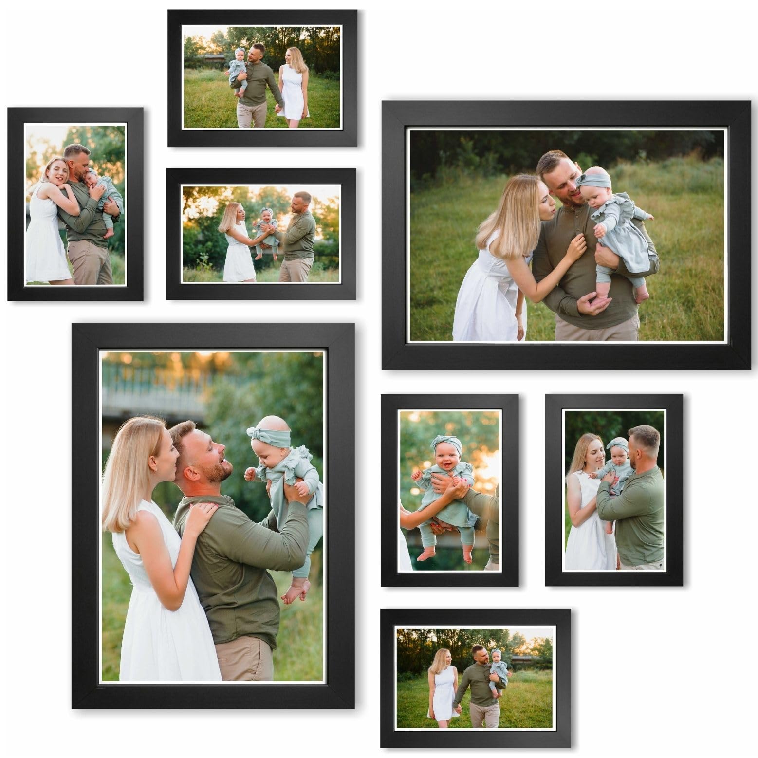 Collage Picture Frame Set, Black, Set of 8, A4 and 6 x 4 Multi Frames, Picture Photo Frame Set, Wall Collage (Black, 6X4 and A4) — image 1