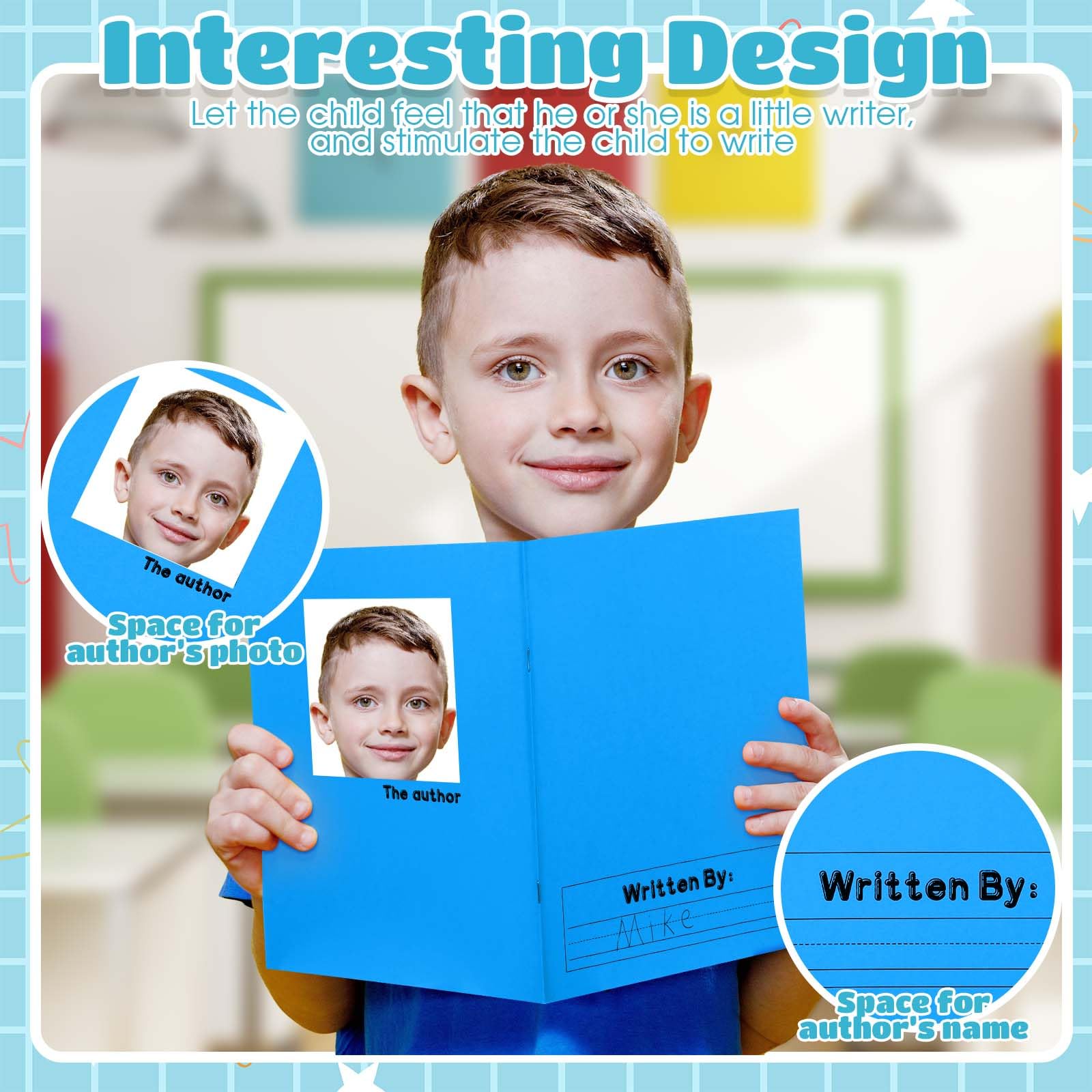 Henoyso 120 pagine, quaderni per composizione primaria, 22 x 19 cm, quaderni primari K-2, libri vuoti per bambini, per scrivere storie, quaderni per bambini all'asilo (rosso, verde, blu, viola, 12