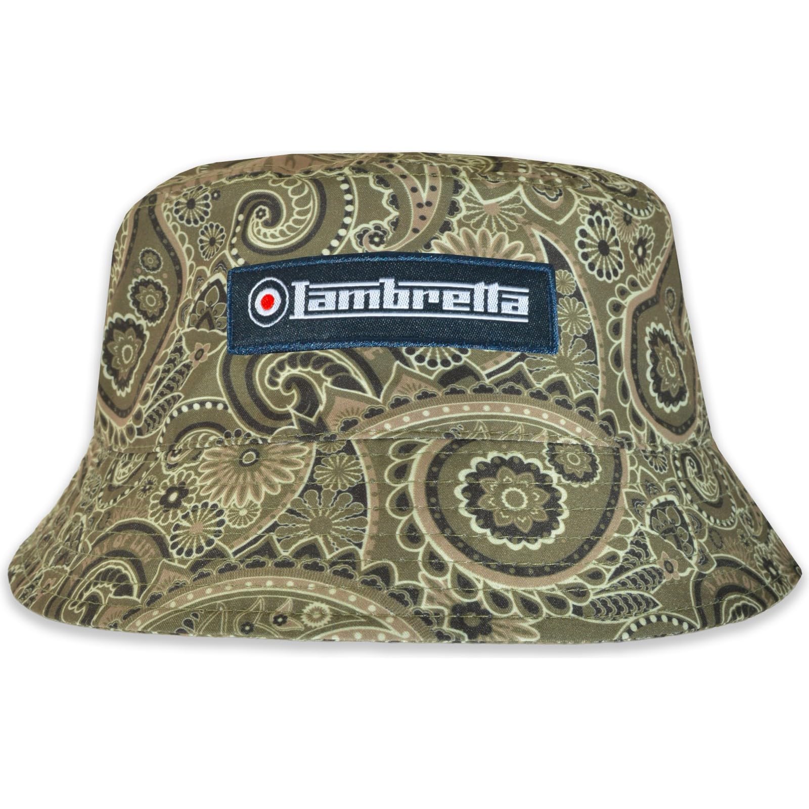 Lambretta Mens Paisley Summer Festival Bucket Hat - Khaki