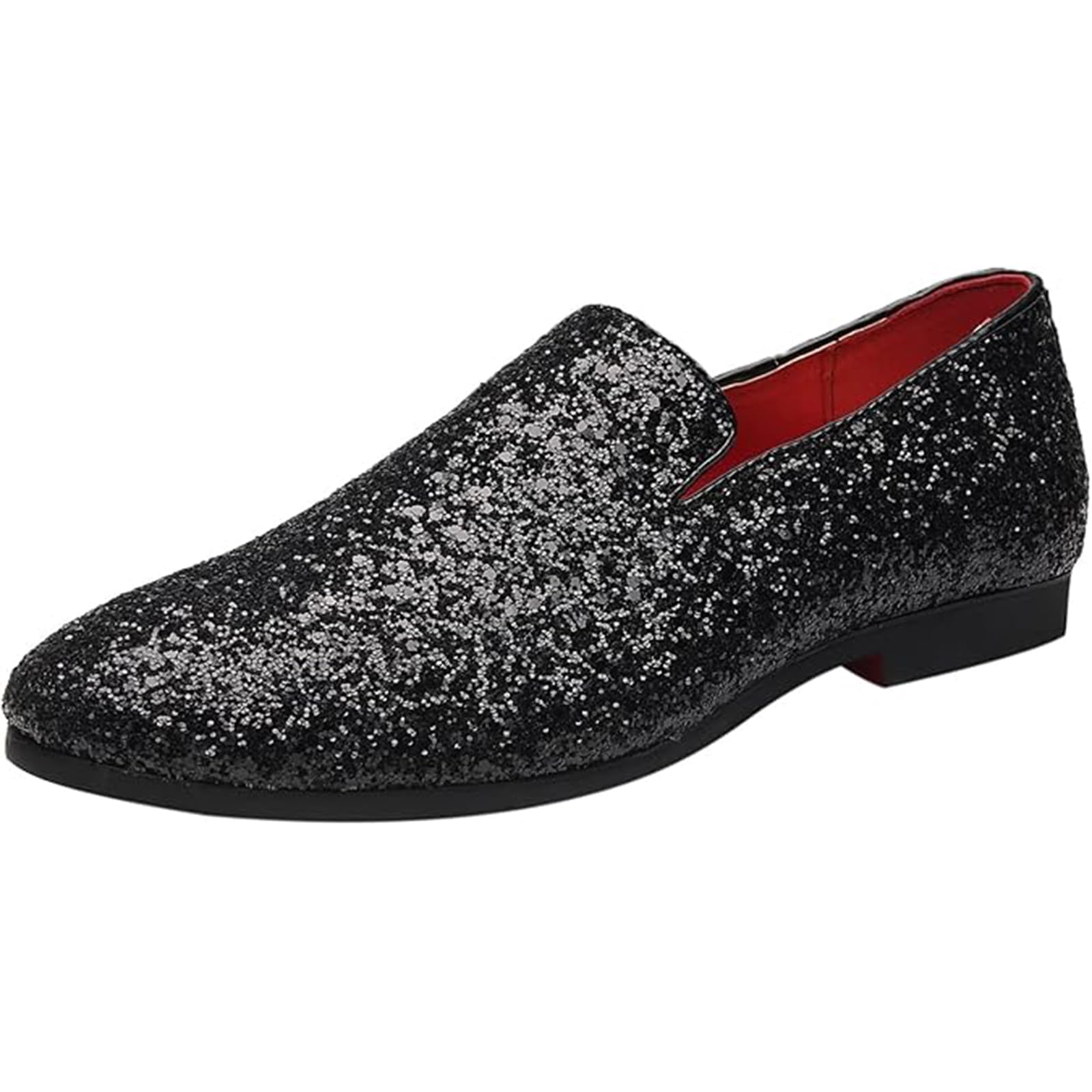 Men's Dress Shoes with Glitter Detailing - Slip-On Formal Wedding Shoes for Ballroom Parties & Special Occasions