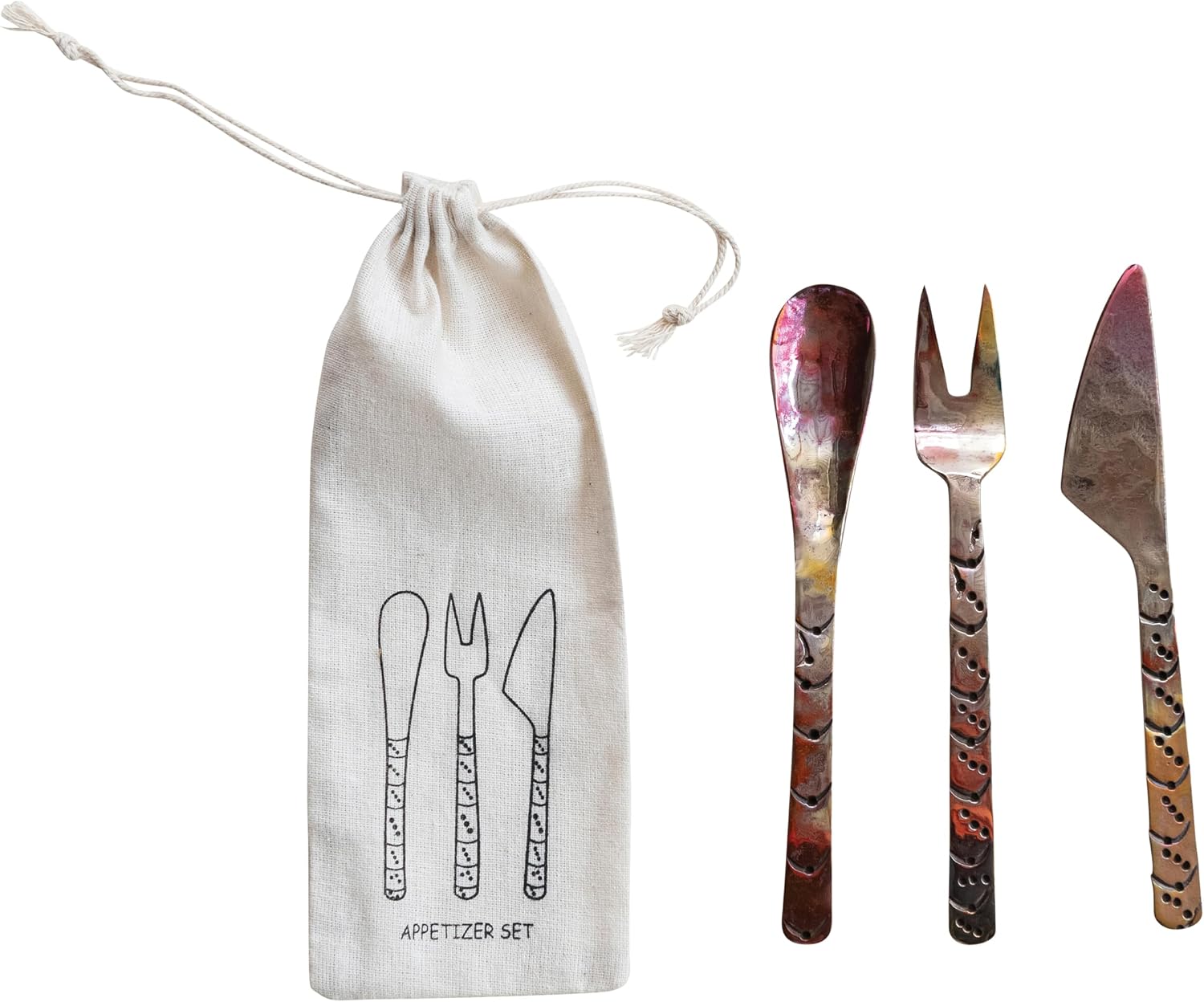 Creative Co-Op 3-Piece Hand-Forged Copper Appetizer Set, Burnt Finish