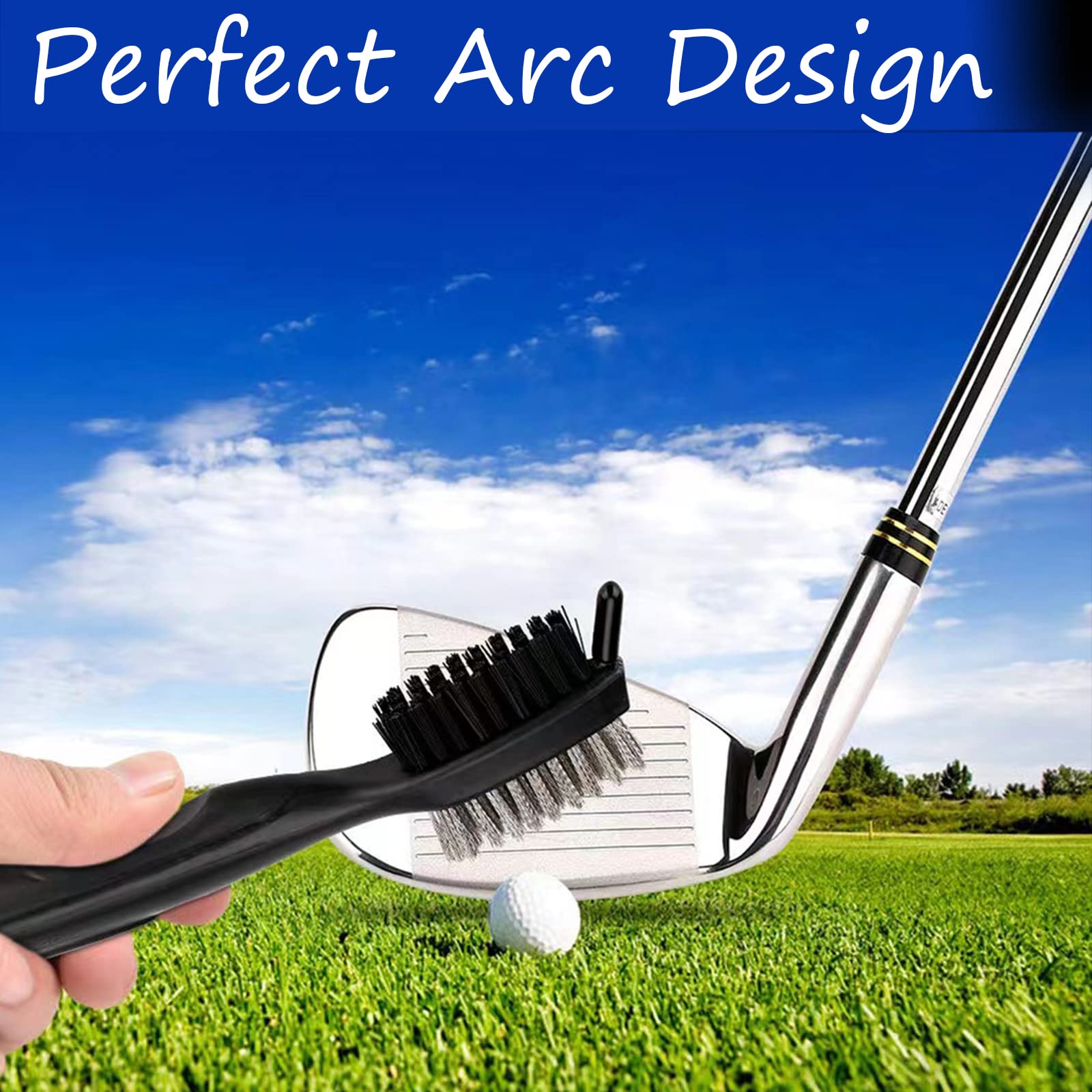Spazzola per Mazze da Golf e pulitore per scanalature, 2 Pezzi Accessori per Mazze da Golf, con moschettone Retrattile in Alluminio e Impugnatura Comoda