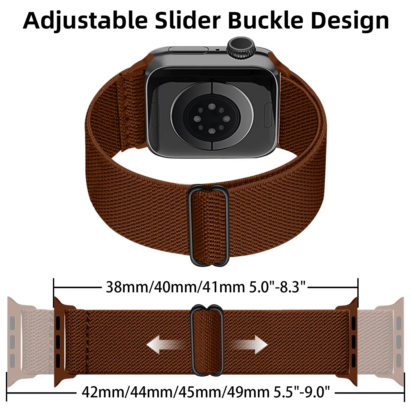chinbersky 8 Pezzi Cinturino Compatibile con Cinturino Apple Watch 40mm 38mm 41mm, Regolabile Sportiva Nylon Elastico Cinturino per iWatch Serier 10 9 8 7 6 SE 5 4 3 2 1