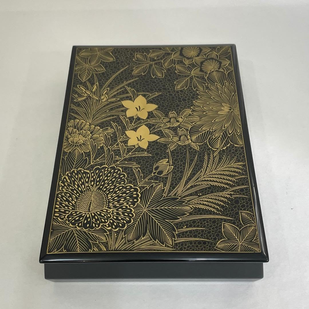 手許箱（てもと箱） 小物入れ 漆器 木製 漆 花沈金 Q035