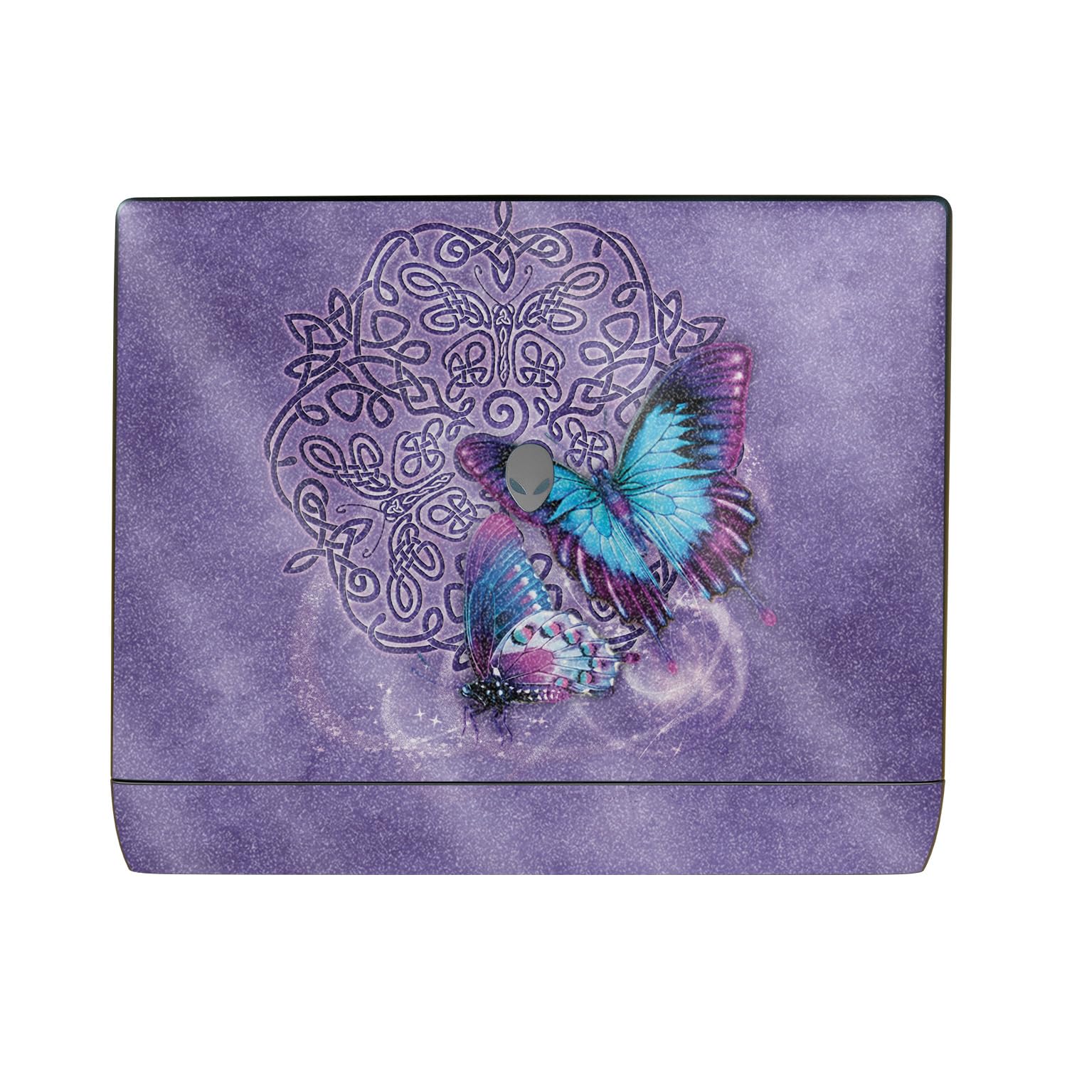 Glossy Glitter Laptop Skin Compatible with Alienware 16 Area-51 (2025) - Celtic Butterflies - Premium 3M Vinyl Protective Wrap Decal Cover - Easy to Apply | Crafted in The USA by MightySkins