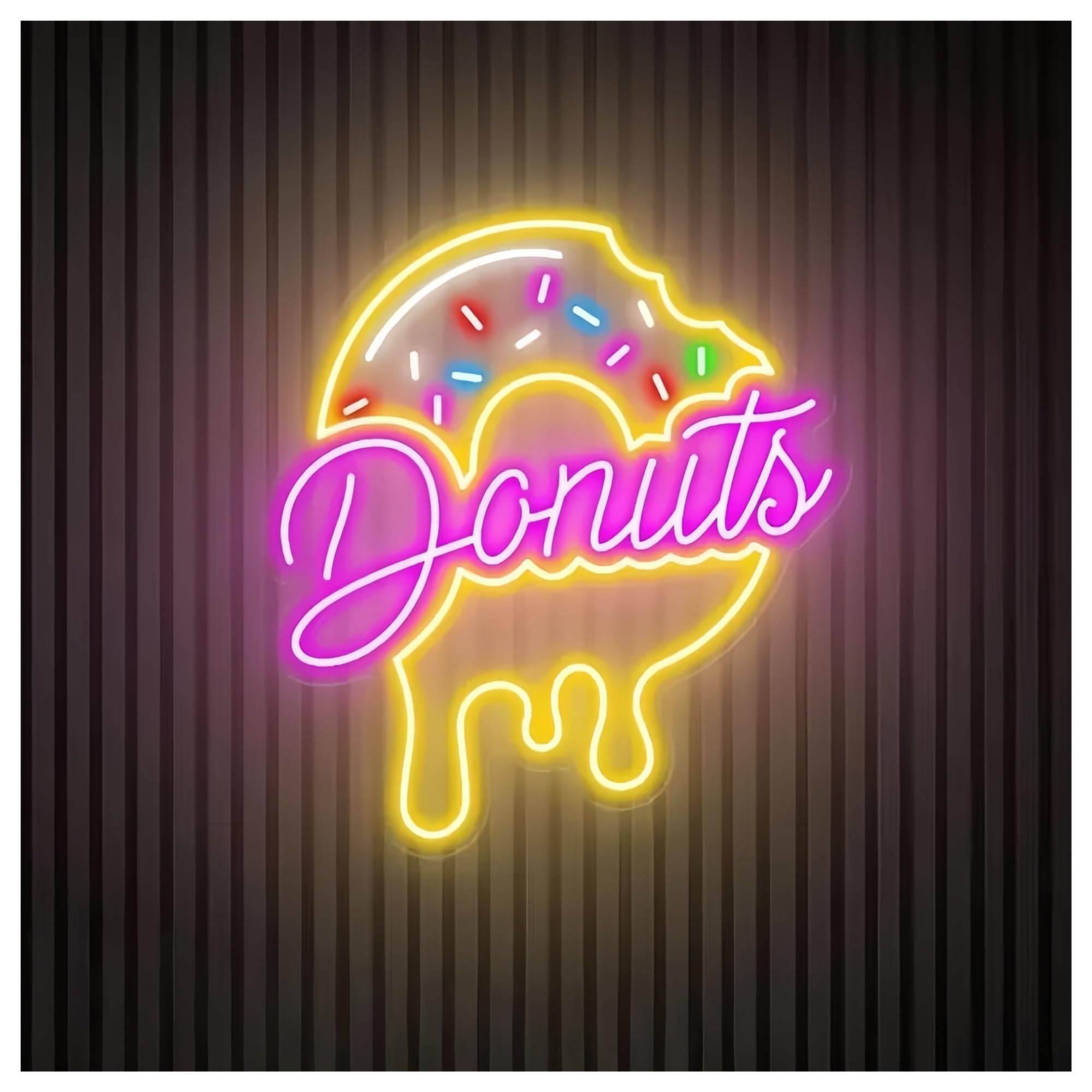 SHOUXI Sign Lamp Donuts Neon Sign Light Dimmable for Donuts Shop Food Restaurant Business Kitchen Dining Room Wall Decor(F,50cm)