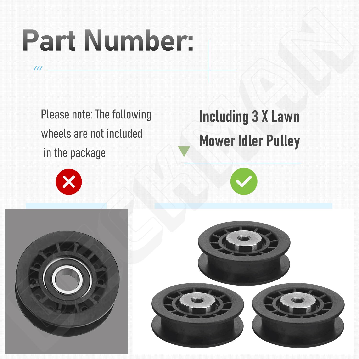 Polea tensora para cortacésped 587973001 para modelos Husqvarna HU675AWD, HU725AWD, HU700AWD, HU725AWD, para modelos Poulan PR675AWD, PR675AWD, sustituye a 5879730, 581904001 (587973001) Polea