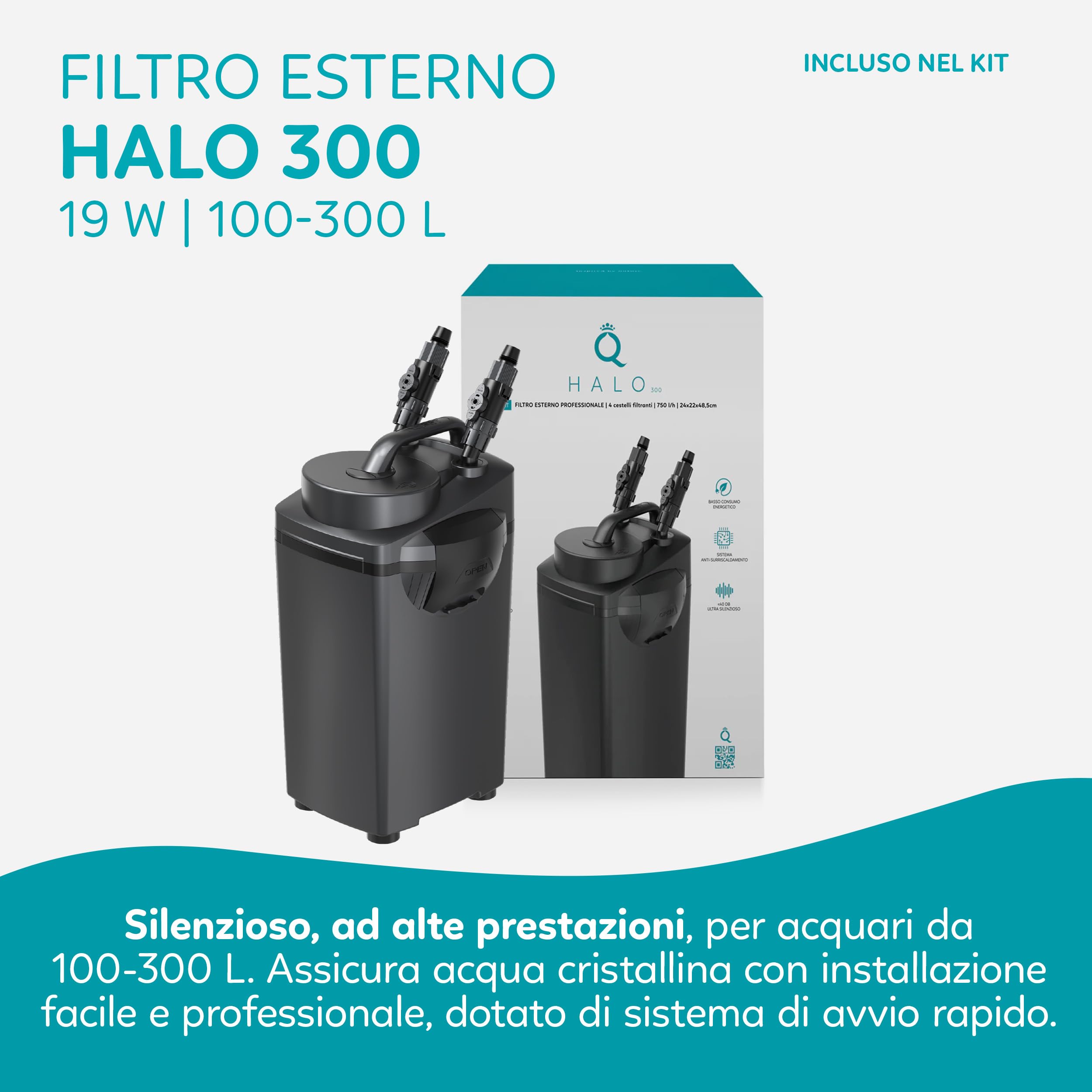 AQPET RIVERIUM Acquario Completo 240L con Mobile in Legno, Vetro Extrachiaro 10 mm, Filtro Esterno HALO 300, LED RGB BRIGHT 900R, Riscaldatore 200W, Acqua Dolce e Marina (Bianco)
