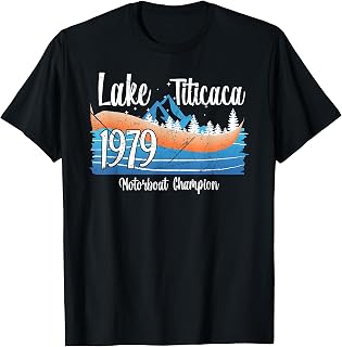 Lake Titicaca Boating Vintage 1979 Motorboat Champion T-Shirt
