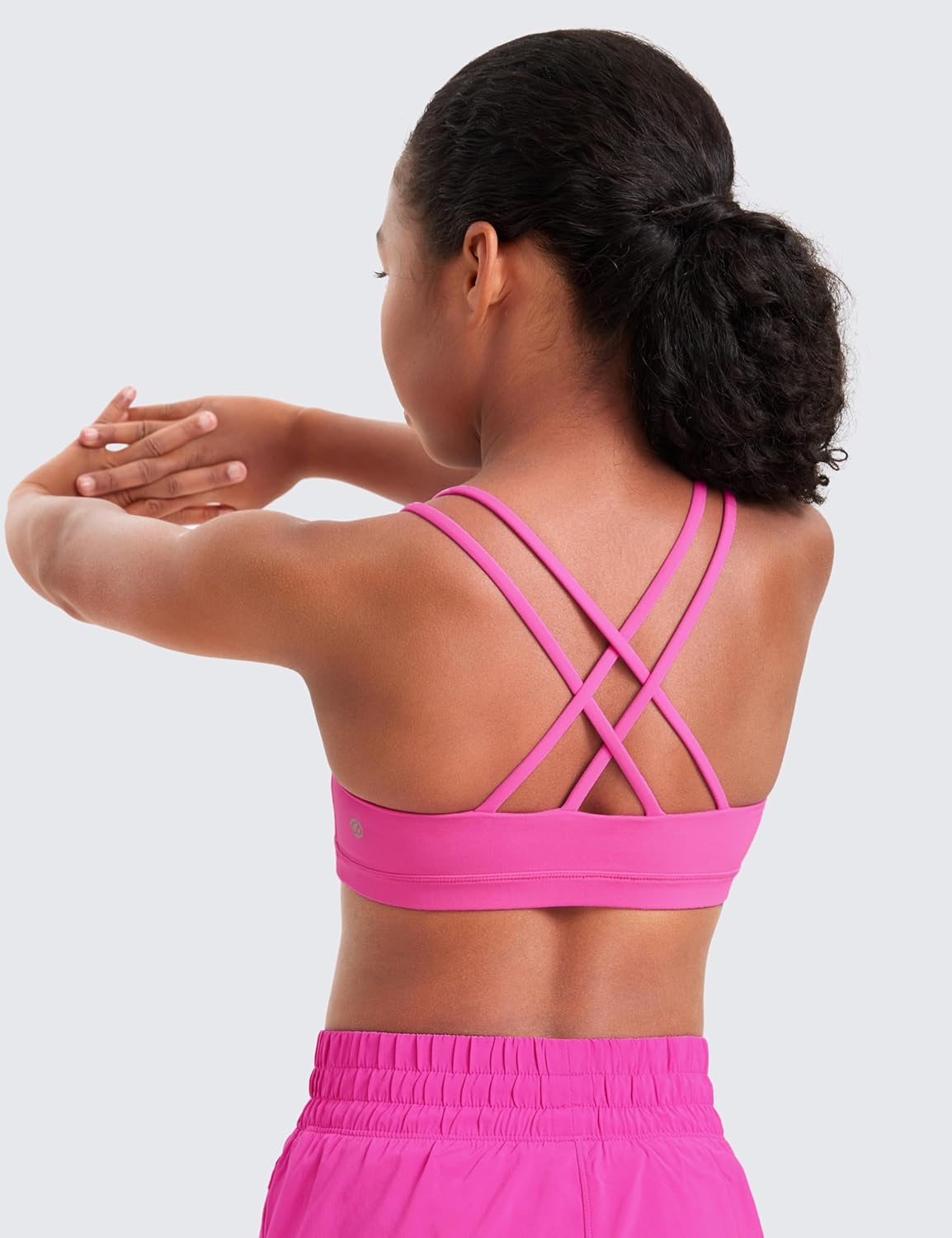 CRZ YOGA Girls Softness Mold Butterluxe Cross Sports Bra - Yoga Athletic Casual Double Spaghetti Strap Scoop Neck Kids Teen - Image 2