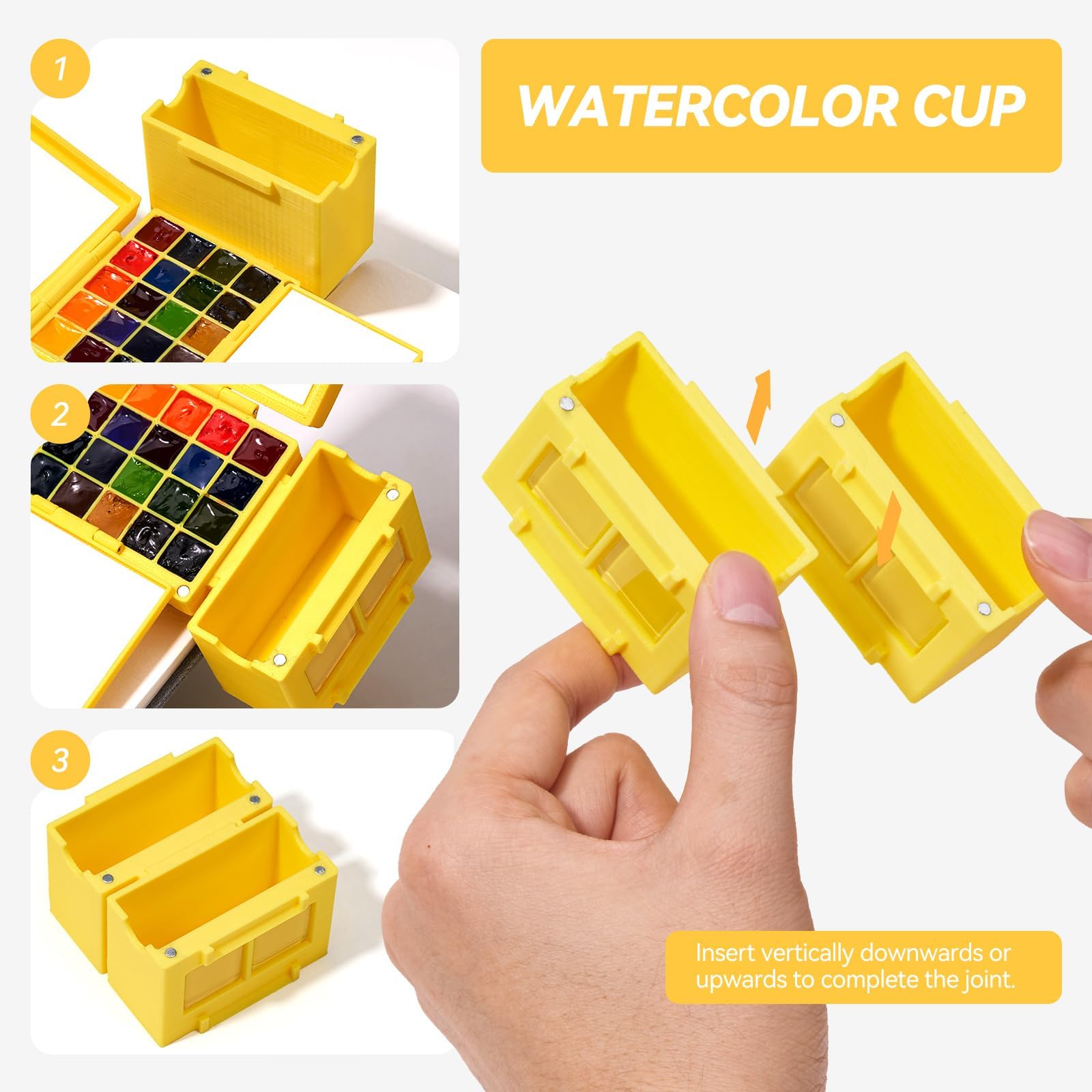 LIGHTWISH Set Acquerello Portatile 24 Colori, Kit Pittura Completo con Pennello ad Acqua, Quaderno Acquerello, Paletta Ceramica, Mirino, per Schizzo Esterno per Artisti e Principianti, Giallo